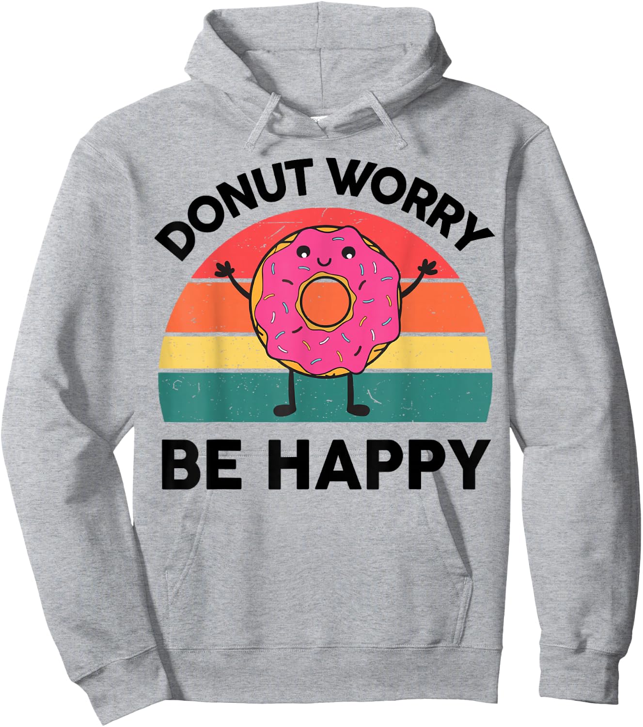 Funny Donut Worry Be Happy Shirt Kids Toddler Boy Girl Retro Hoodie - Hoodie | Ash