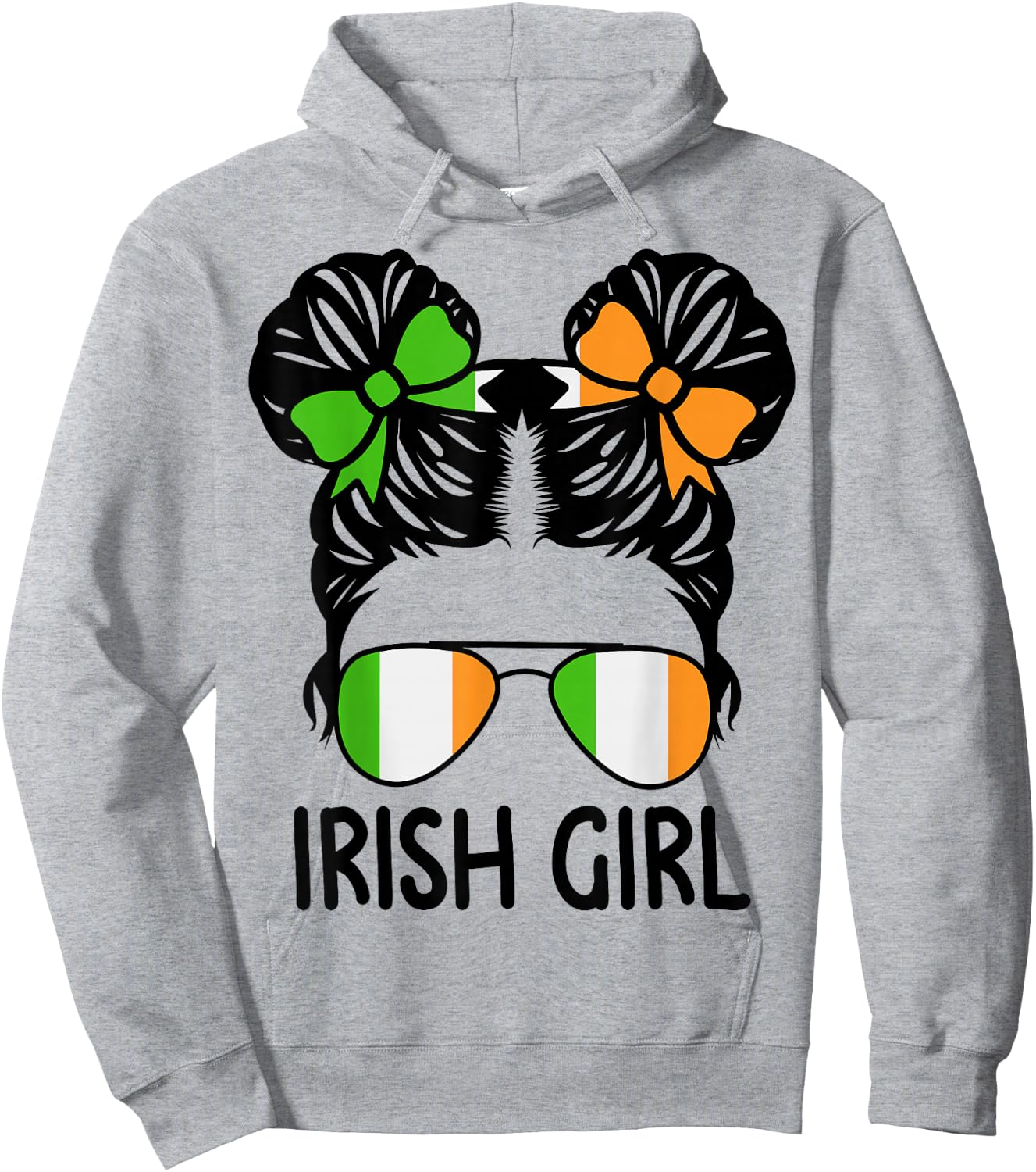 Irish Girl Messy Hair Ireland Pride Patriotic Kids Hoodie - Hoodie | Ash