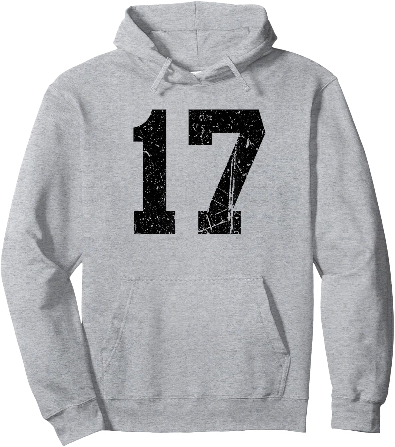 Distressed Black Sports Team Number 17 Hoodie - Hoodie | Ash