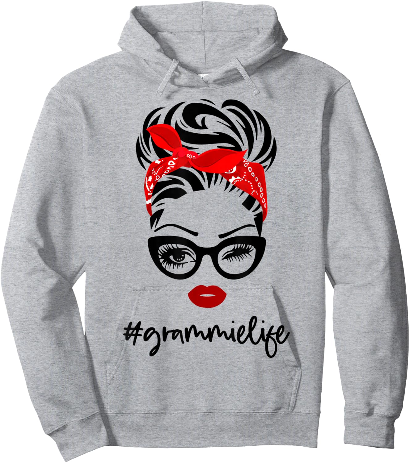 #grammieLife grammie Life Vintage Wink Eye Woman Face Gifts Hoodie - Hoodie | Ash