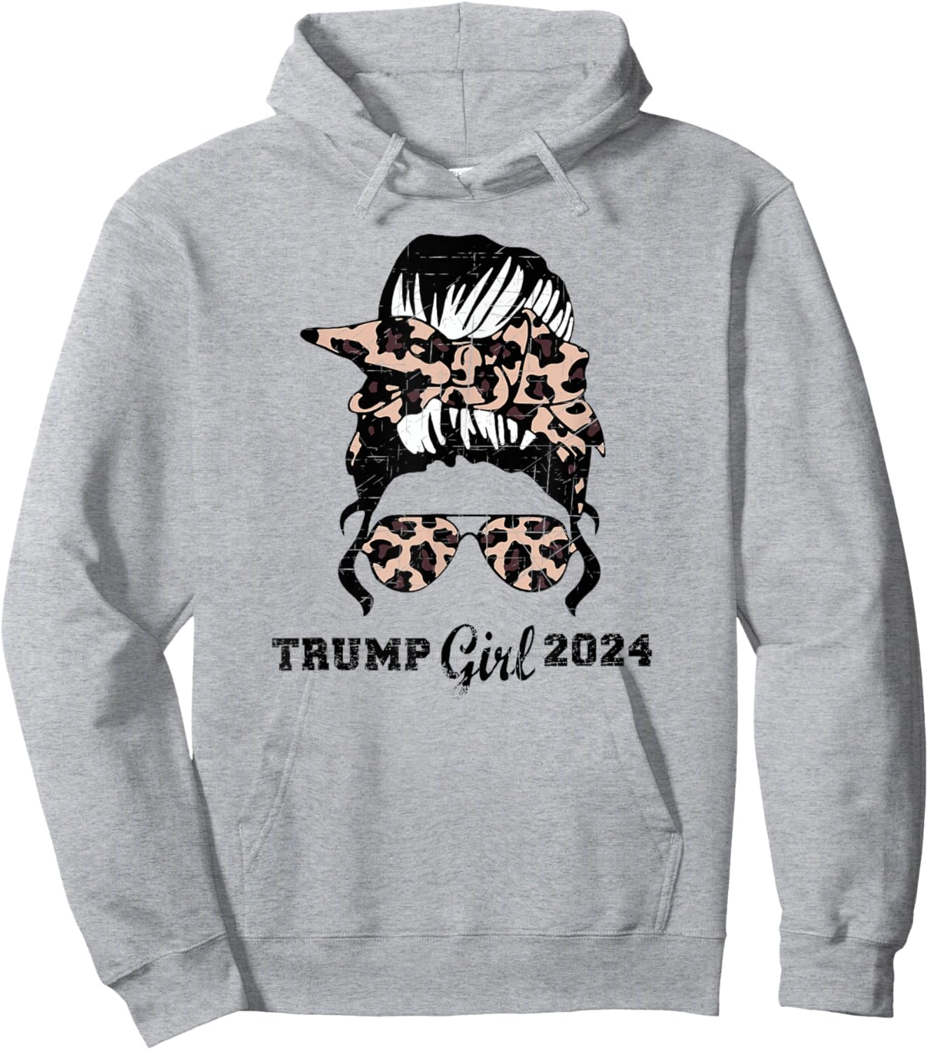 Trump Girl 2024 Leopard Shades Messy Bun Pro Trump Women Hoodie - Hoodie | Ash
