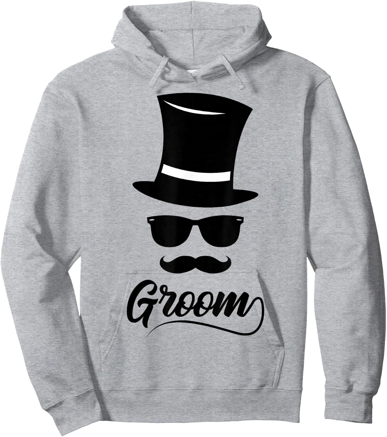 Funny Groom Shirt White Hat And Mustache TEAM GROOM Hoodie - Hoodie | Ash