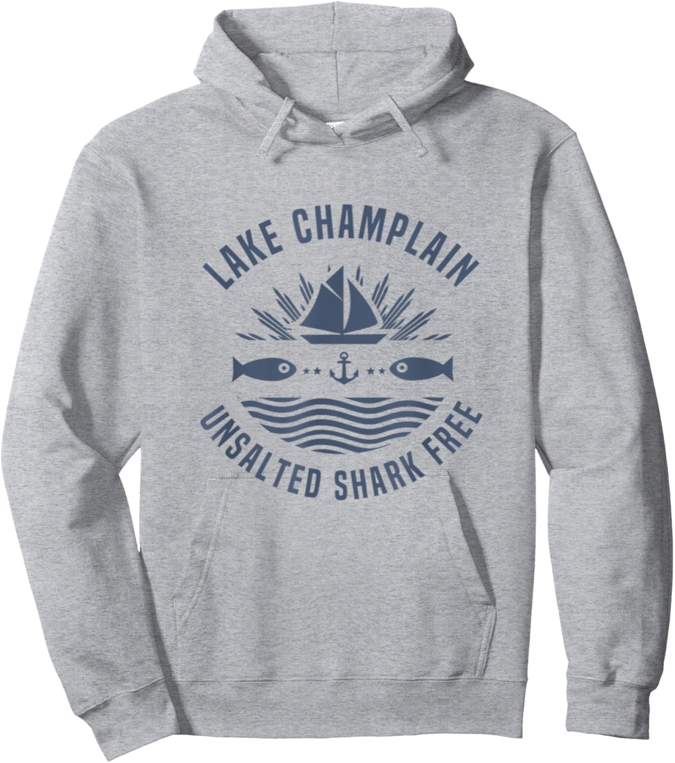 Lake Champlain Unsalted Shark Free Fishing Family Boat Gift Hoodie - Hoodie | Ash