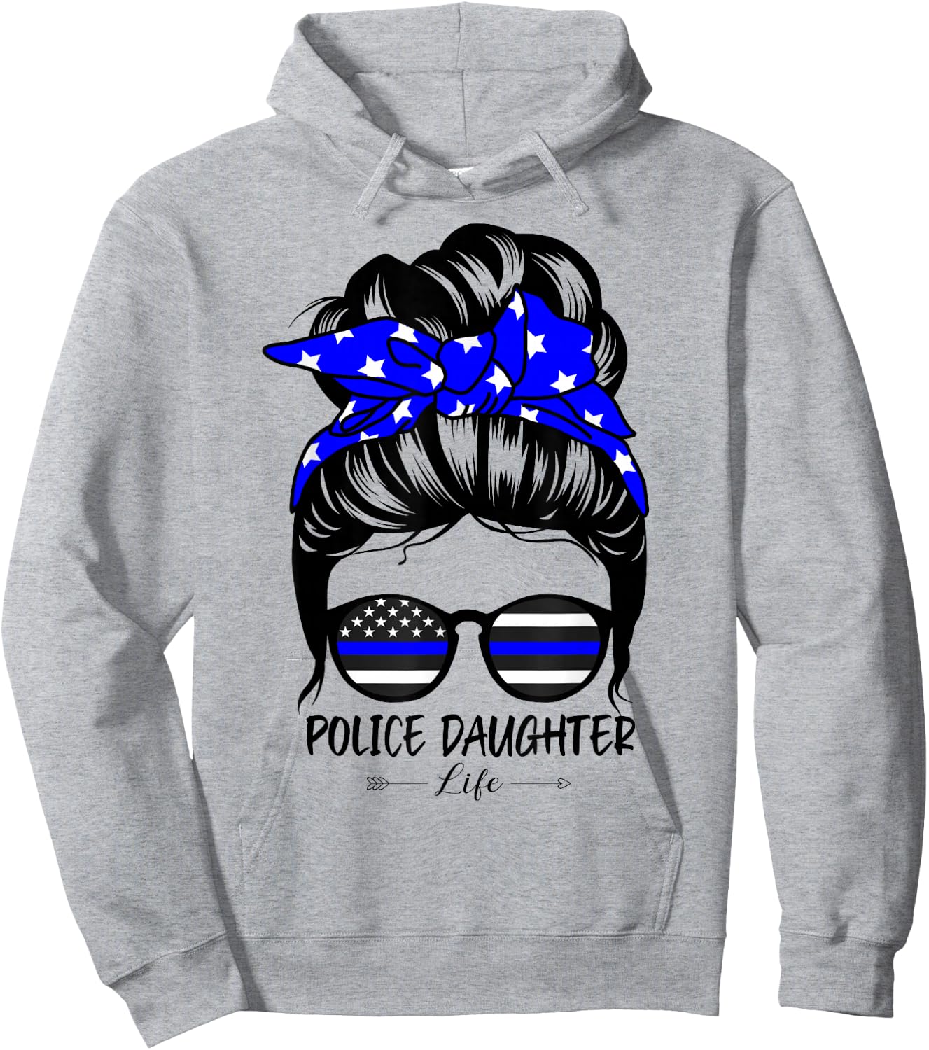 Police Daughter Life Messy Bun Hair Funny Police Daughter Hoodie - Hoodie | Ash