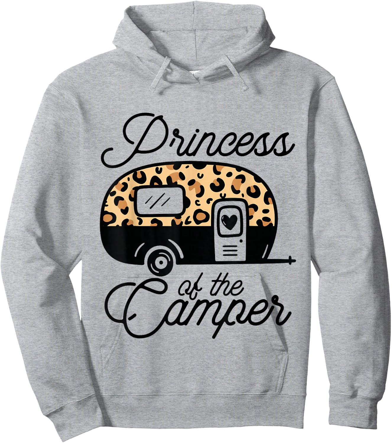 Princess of the Camper Leopard Women Camper Camping Traveler Hoodie - Hoodie | Ash