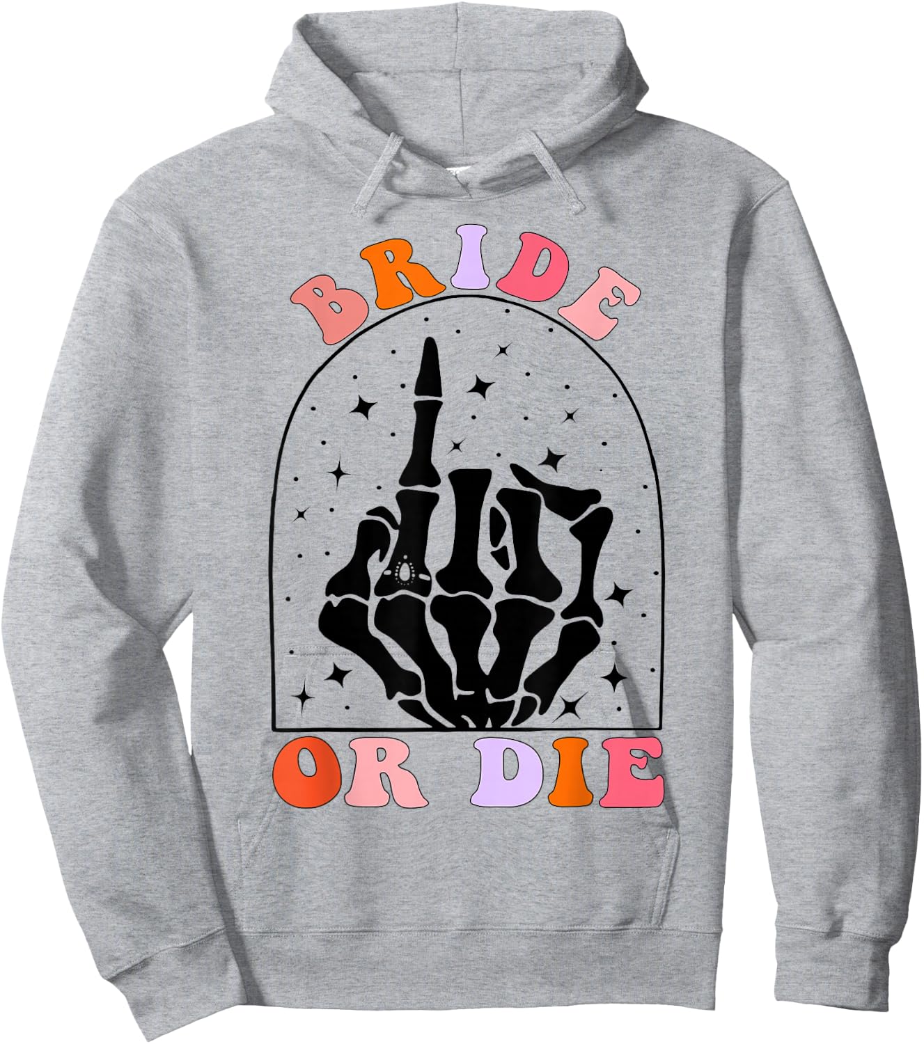 Halloween Bride Or Die Retro Bachelorette Matching Hoodie - Hoodie | Ash