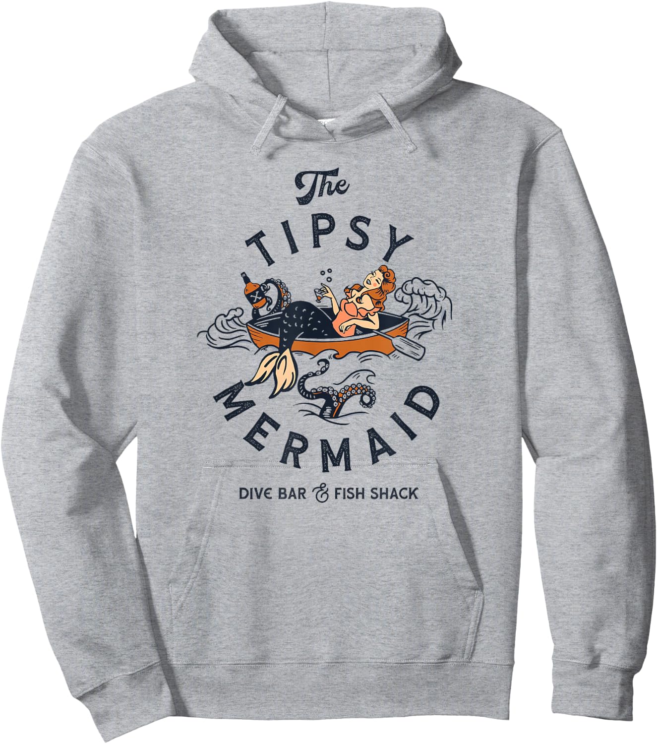 The Tipsy Mermaid Dive Bar & Fish Shack: Vintage Pinup Art Hoodie - Hoodie | Ash