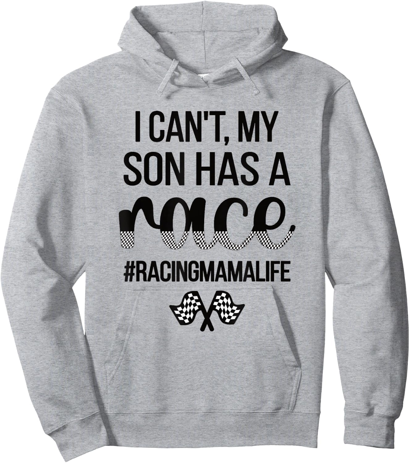 Race Mama For Mother's Day Women's Grey Cotton Polyester Blend Classic Fit Short Sleeve - Small - Racing Mom Hoodie - Hoodie | Ash