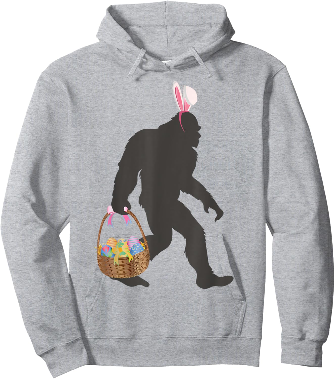 Funny Bigfoot Easter Grey - Classic Fit, Round Neck, Short Sleeve Hoodie - Hoodie | Ash