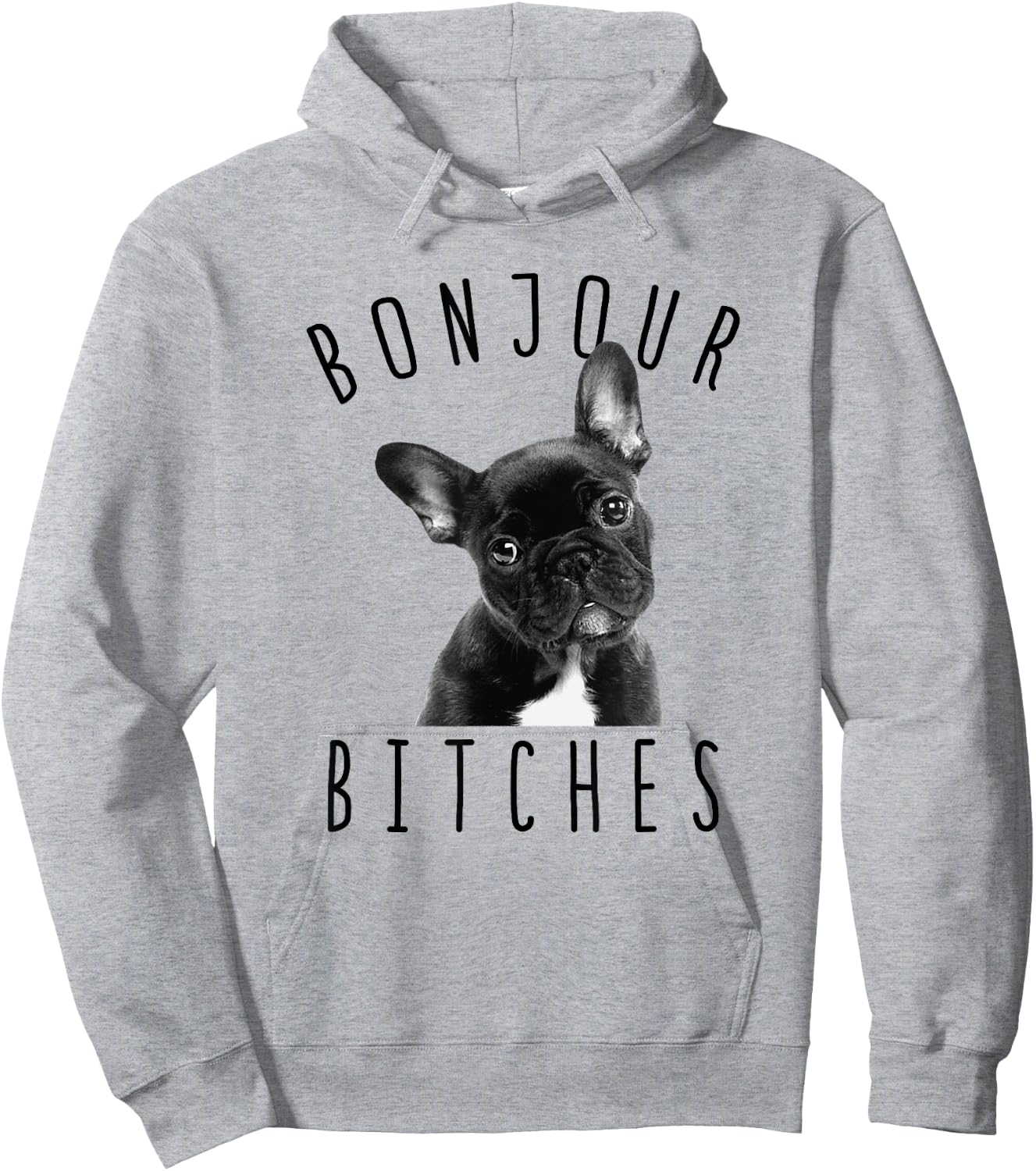 Bonjour Bitches Funny French Bulldog Dog Lover Gift Men Women Hoodie - Hoodie | Ash