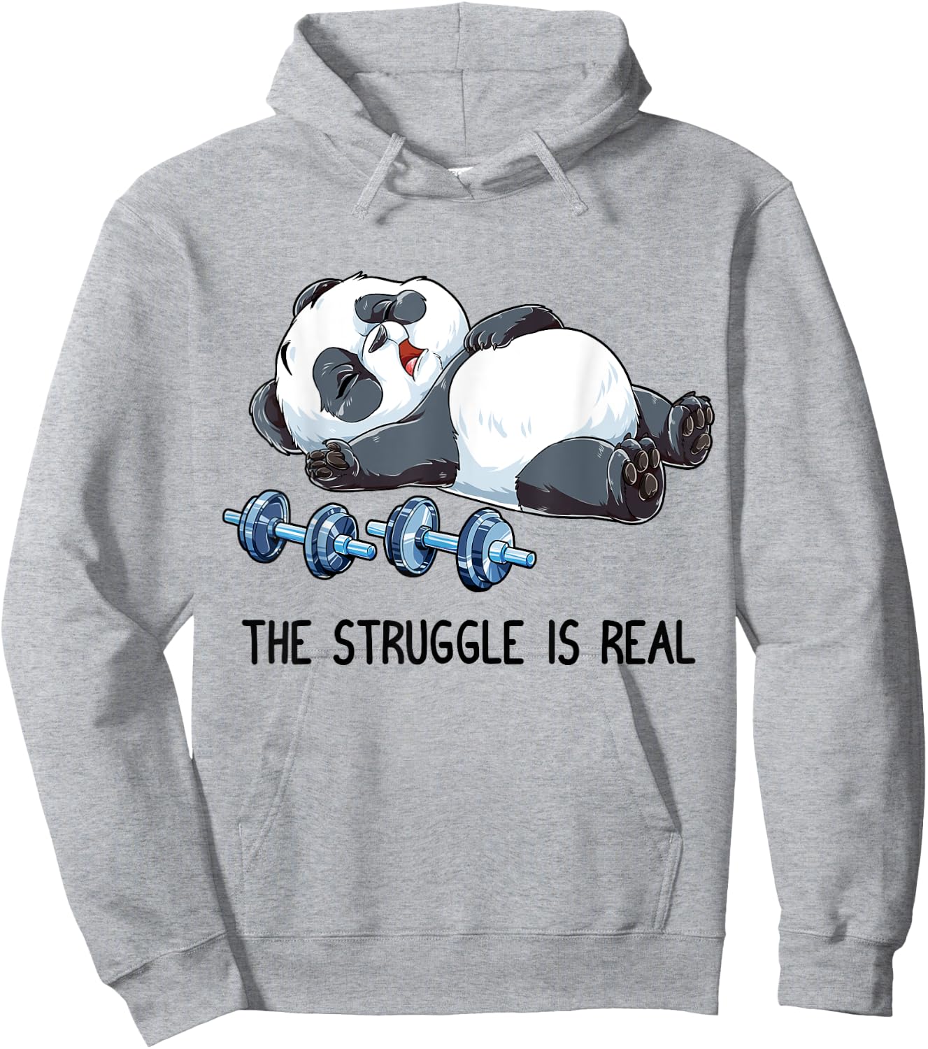 Panda The Struggle Is Real Weightlifting Fitness Gym Funny Hoodie - Hoodie | Ash