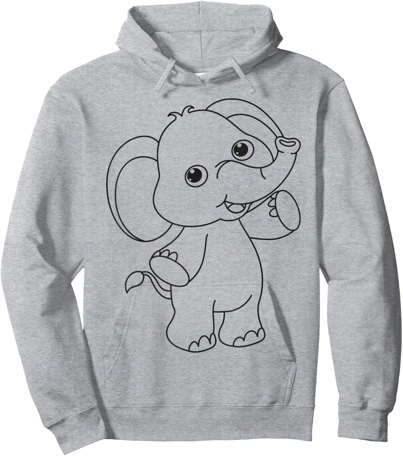 Cute elephant to paint & color for kids Hoodie - Hoodie | Ash