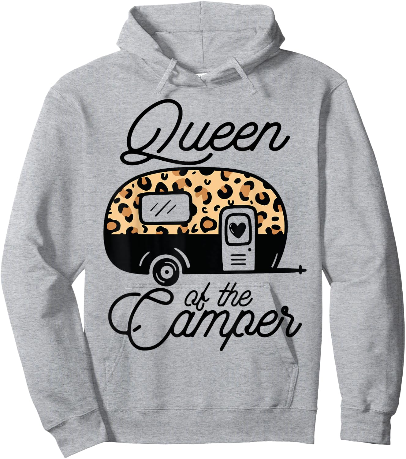 Queen of the Camper Leopard Women Camper Camping Traveler Hoodie - Hoodie | Ash