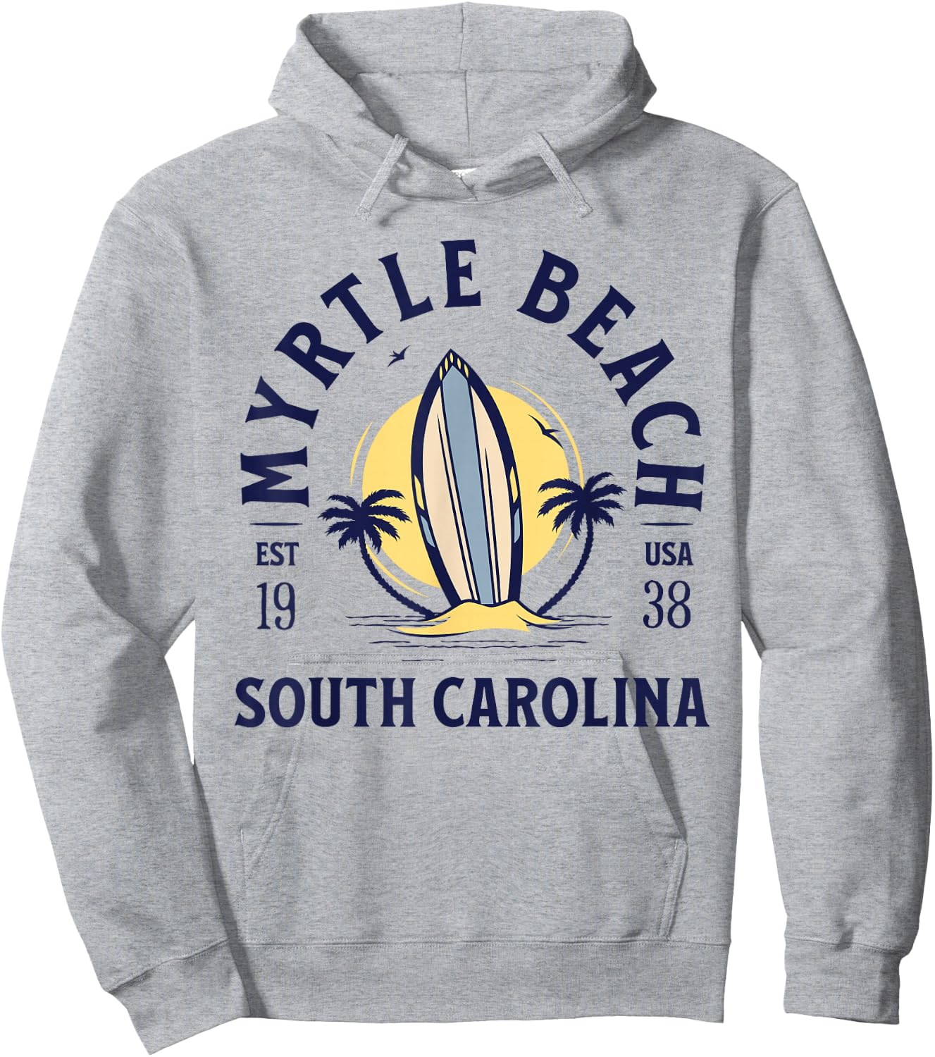 Myrtle Beach South Carolina Surf Summer Vacation Vintage Hoodie - Hoodie | Ash