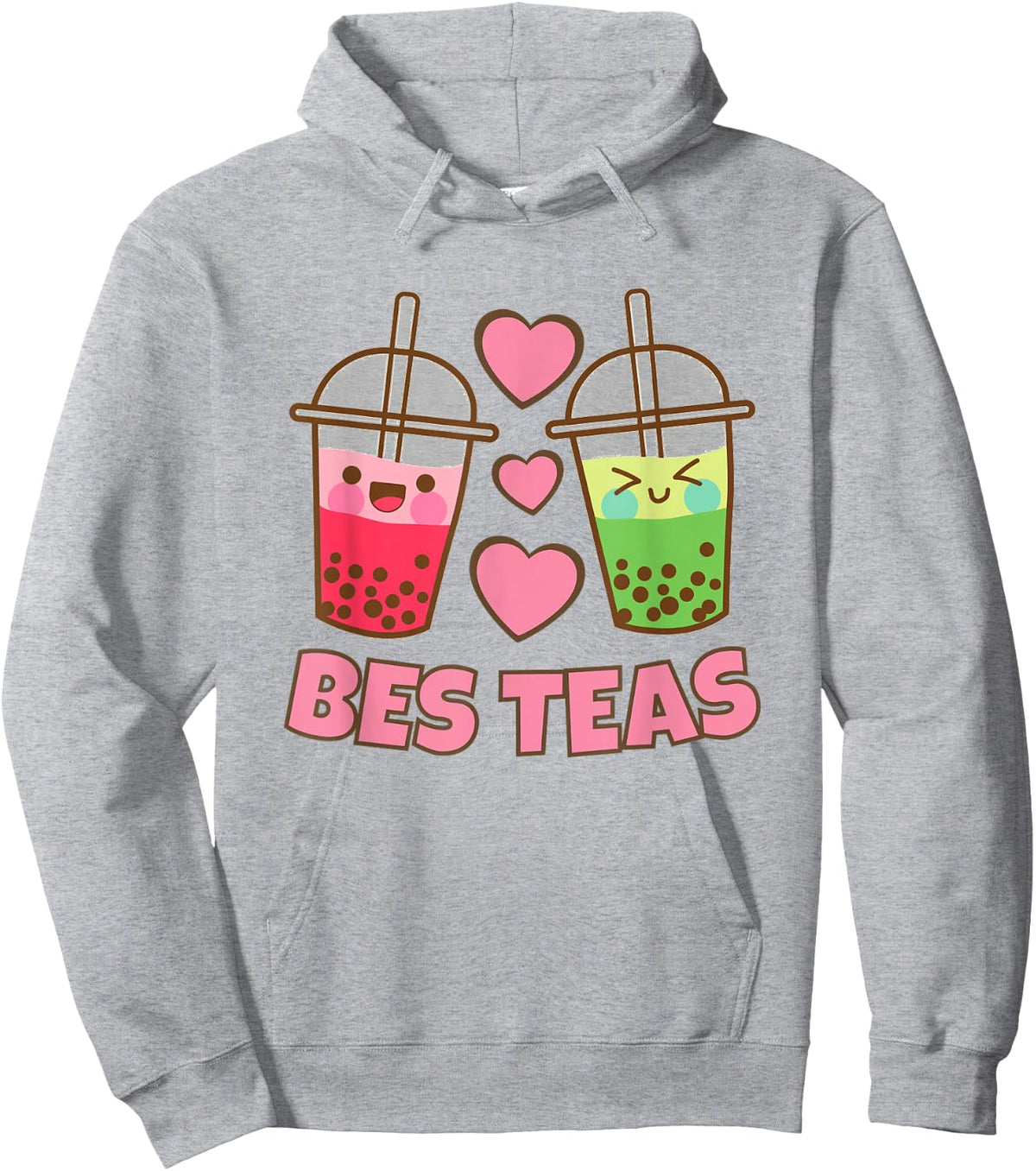 BES Teas Besties Cute Kawaii Bubble Tea Boba Best Friend Hoodie - Hoodie | Ash