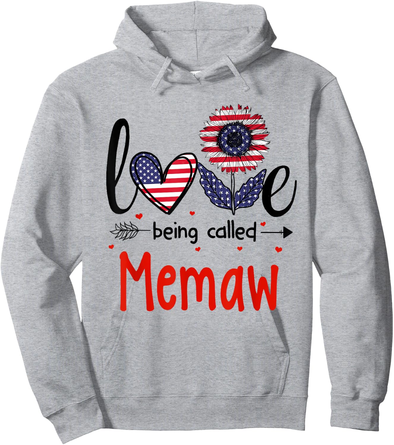Love Being Called Memaw American Flag Patriotic 4th Of July Hoodie - Hoodie | Ash