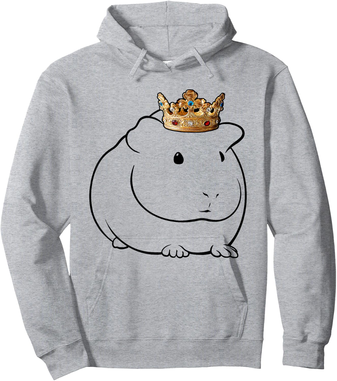 Guinea Pig Wearing Crown Hoodie - Hoodie | Ash