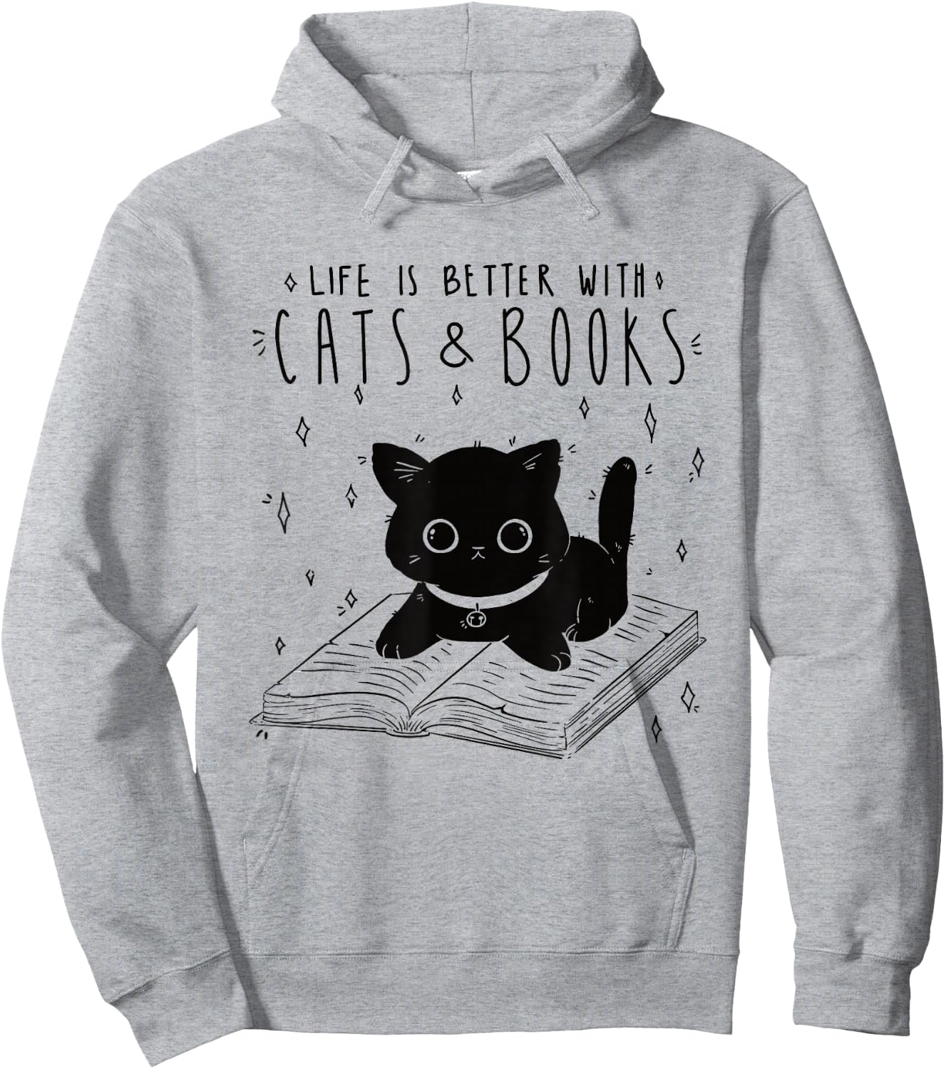 Cat Life Is Better With Cats And Books Books Hoodie - Hoodie | Ash