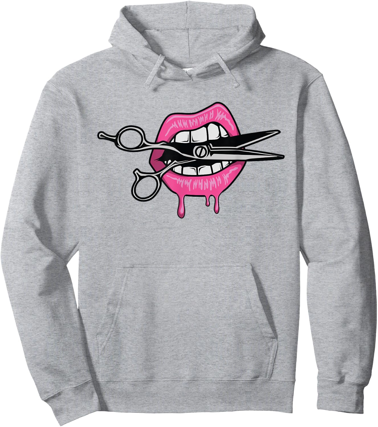 Sassy Lips Biting Scissors Hairdresser/Barber Gift Hoodie - Hoodie | Ash