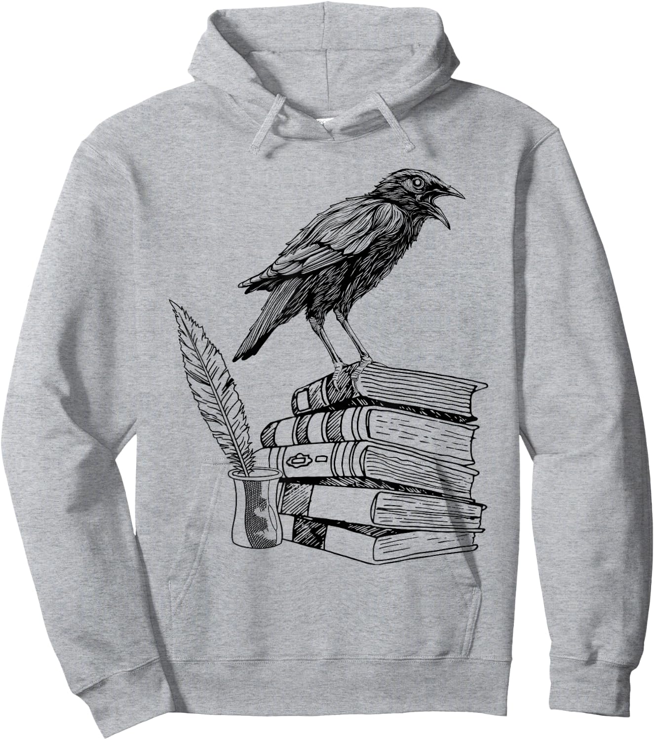 Dark Academia Aesthetic Raven Crow On Old Vintage Books Hoodie - Hoodie | Ash