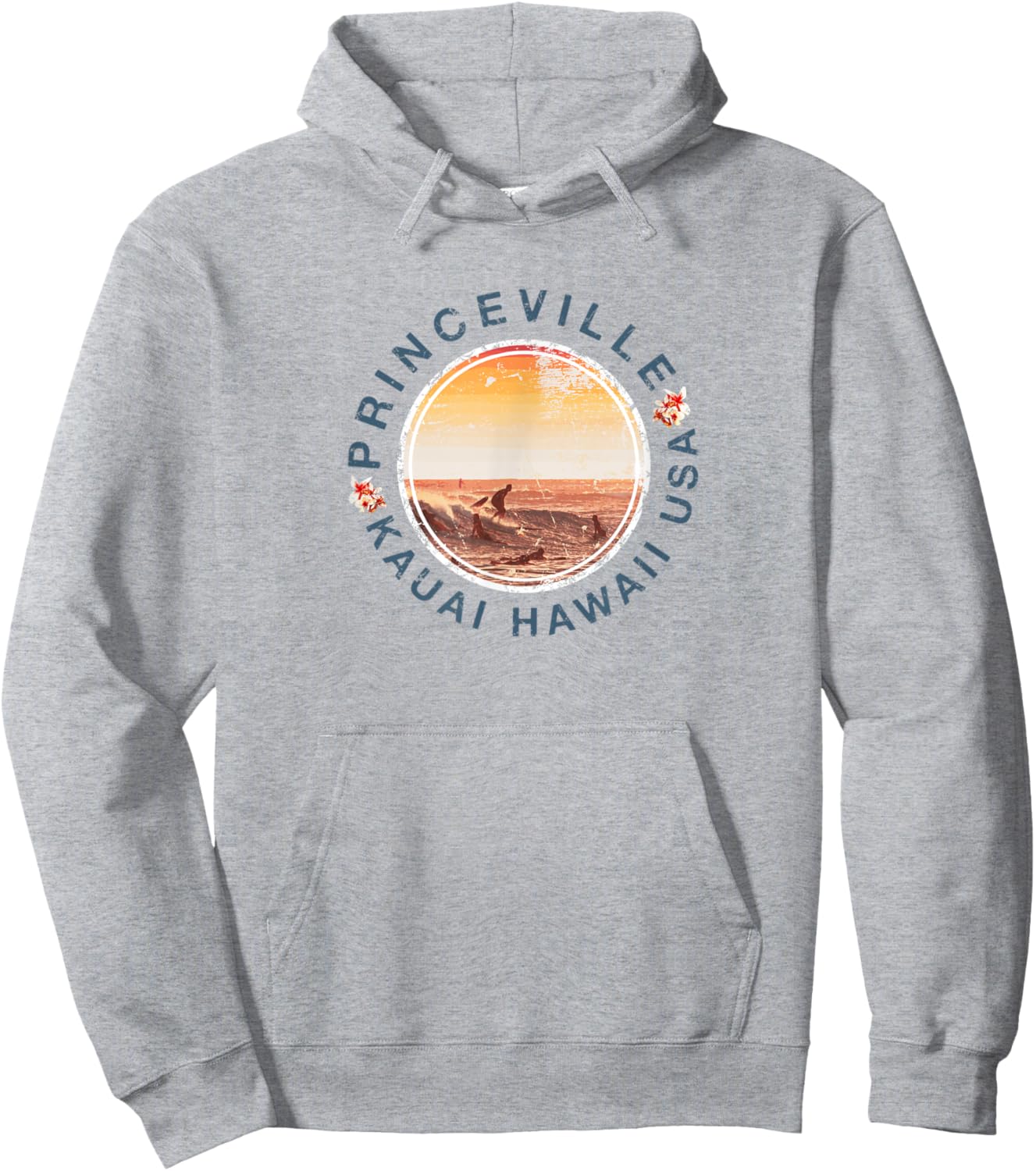 Kauai Hawaii Princeville Surfing Retro Hoodie - Hoodie | Ash