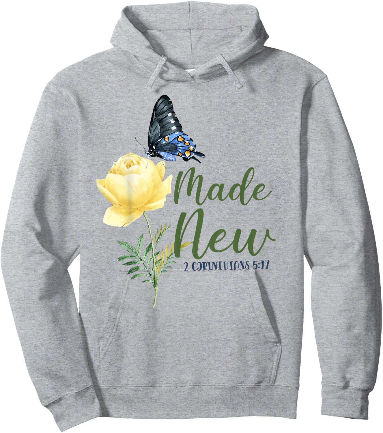 Christian Bible Verse Butterfly Flower 2 Corinthians 5:17 Hoodie - Hoodie | Ash