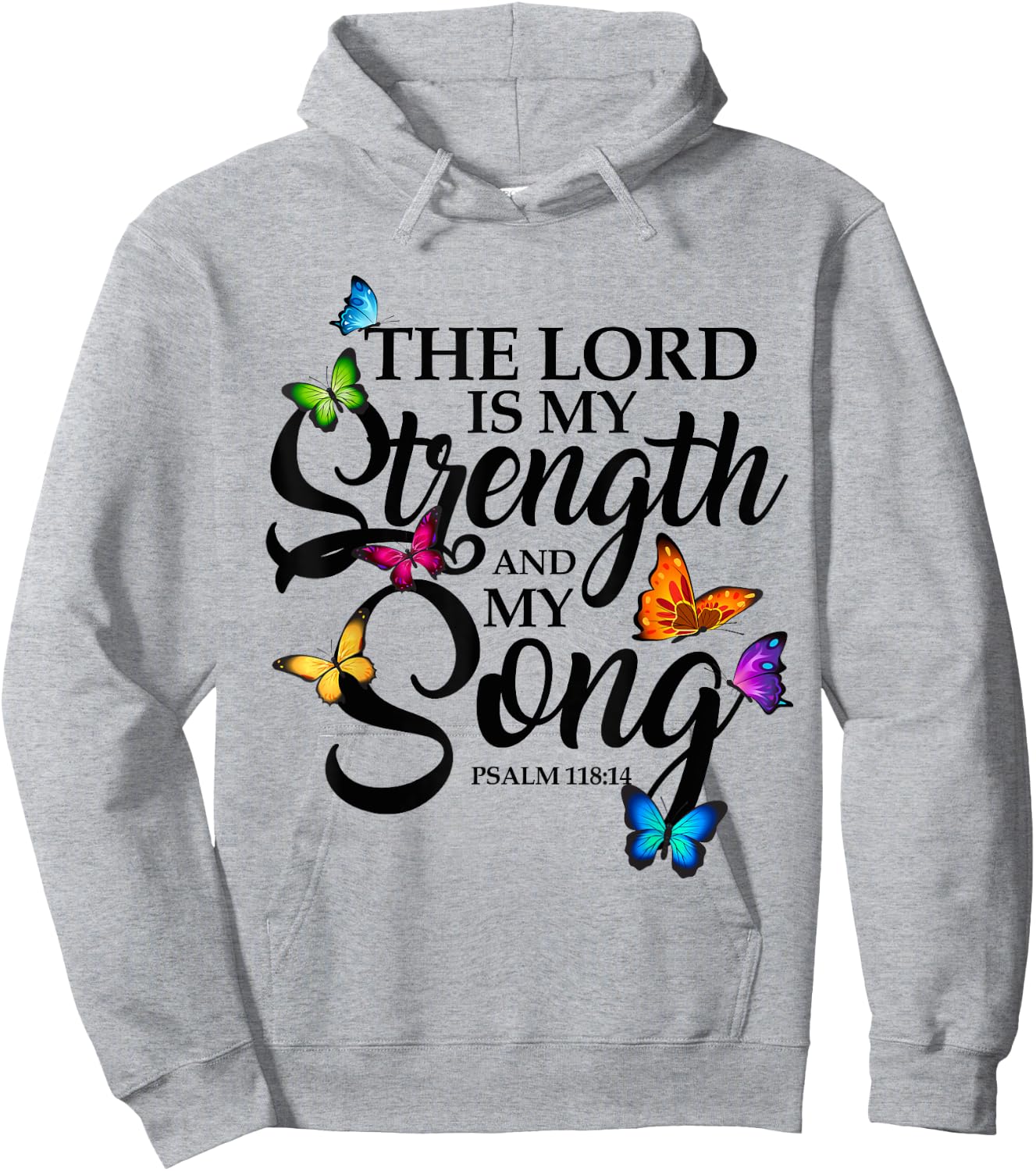 The Lord Is My Power and My Song Butterfly Art Hoodie - Hoodie | Ash