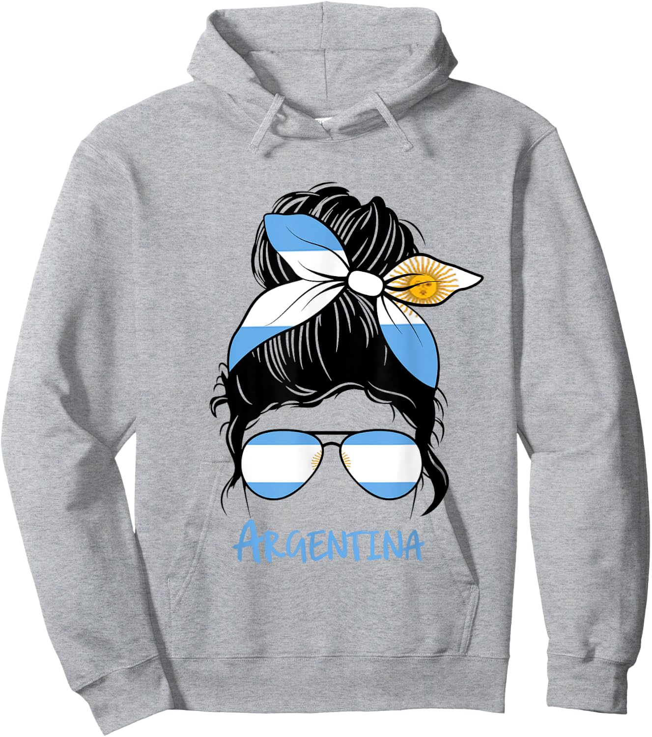 Argentine Girl Bandana Glasses Flag Colors Latina Pride Hoodie - Hoodie | Ash