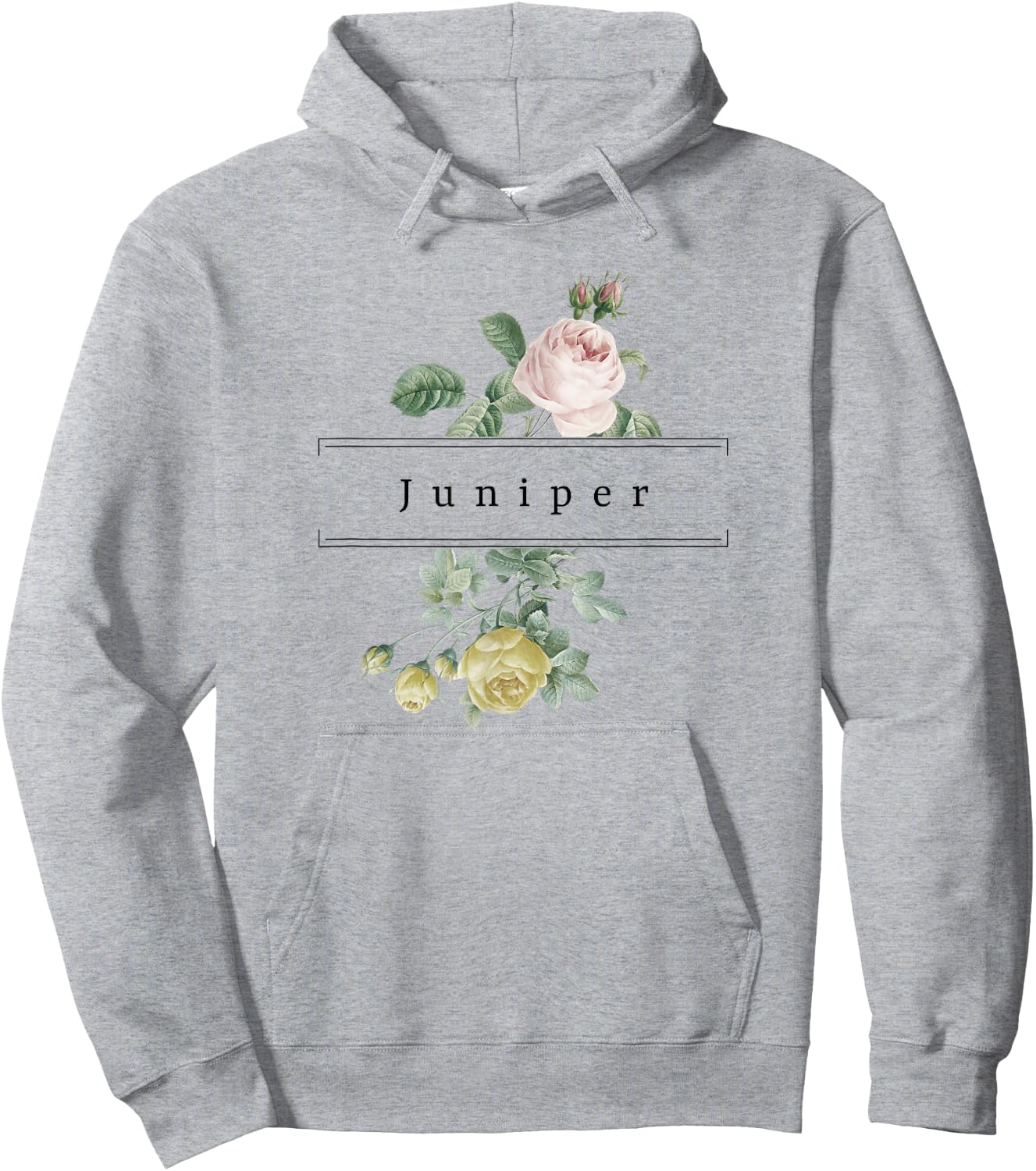 Juniper First Name Vintage Roses Wedding Shower Rose Hoodie - Hoodie | Ash