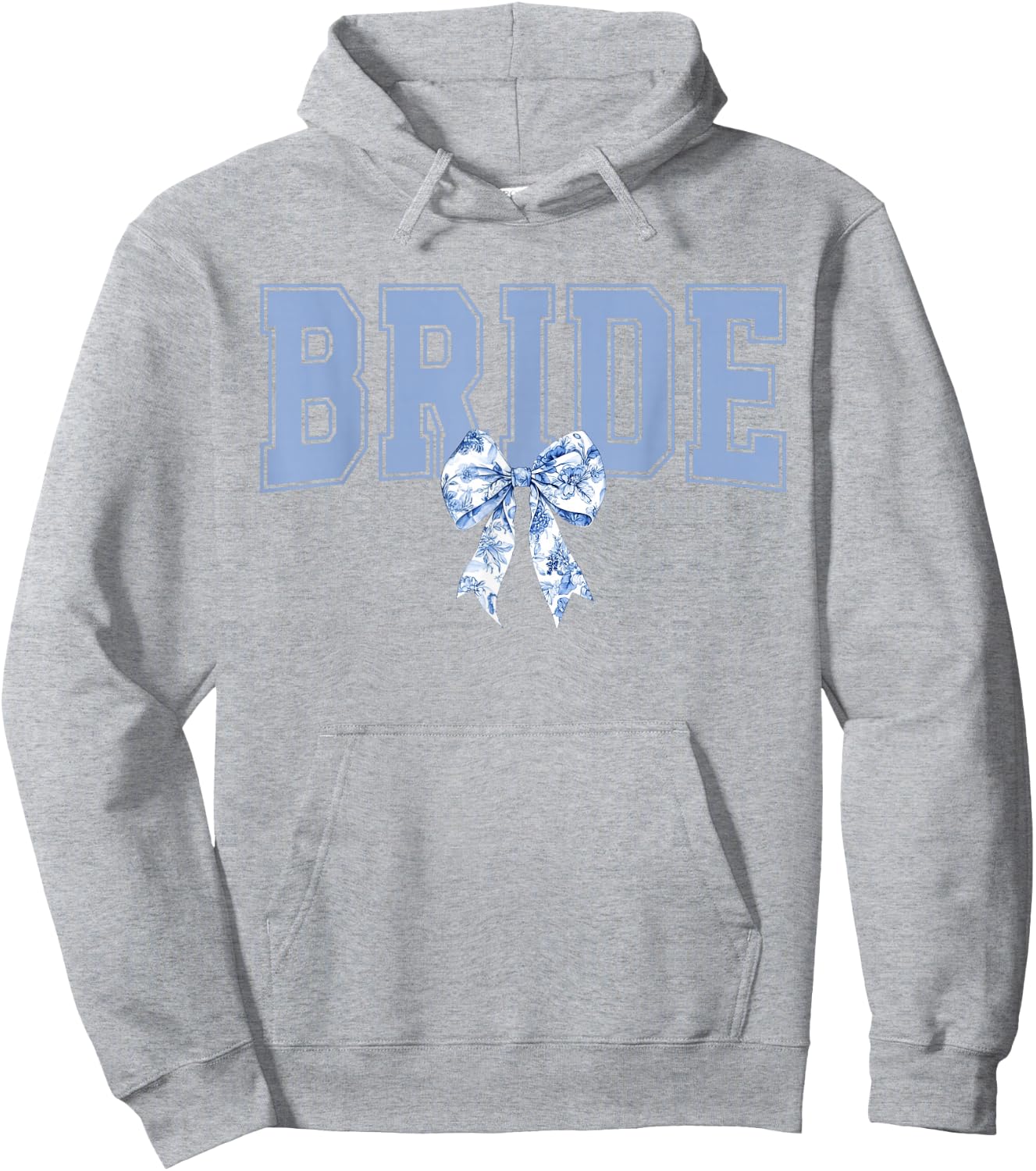 Bride Floral Blue Toile Coquette Bow Bridal Party Wedding Hoodie - Hoodie | Ash
