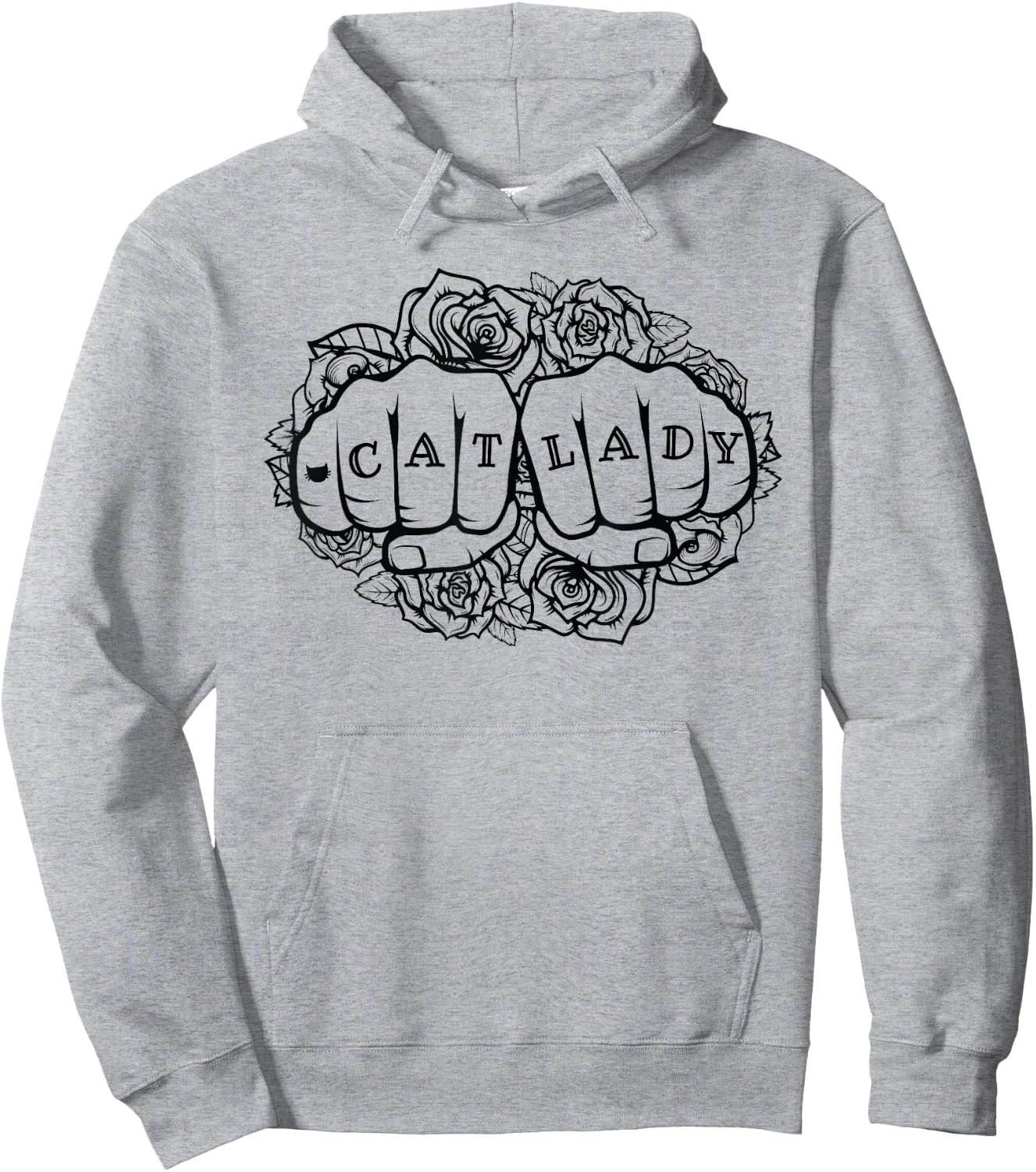 Cat Lady Shirt Cat Lover Knuckle Tattoo Cats and Tats Shirt Hoodie - Hoodie | Ash