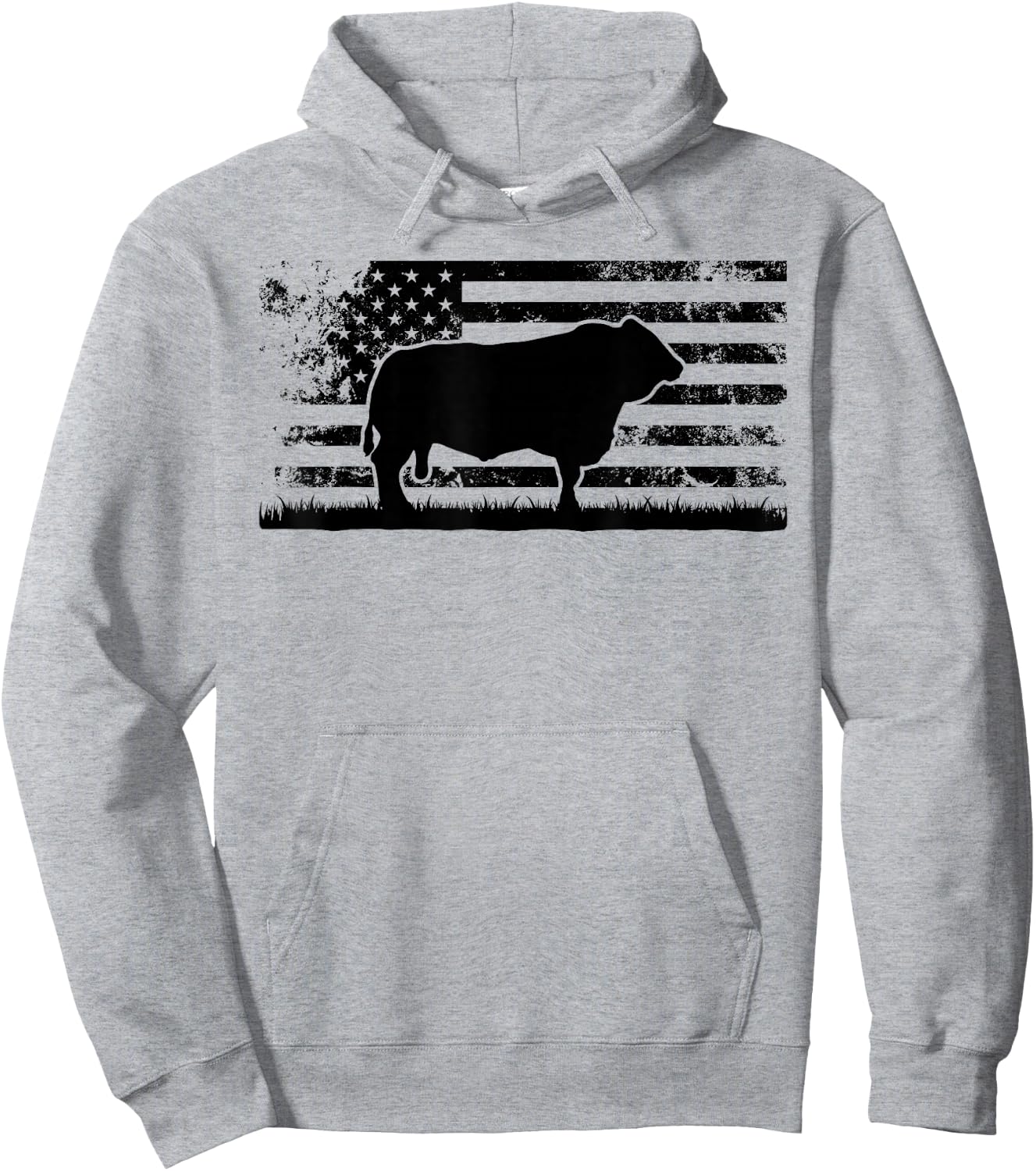 USA American Flag - America Cow Simmental Rancher Hoodie - Hoodie | Ash