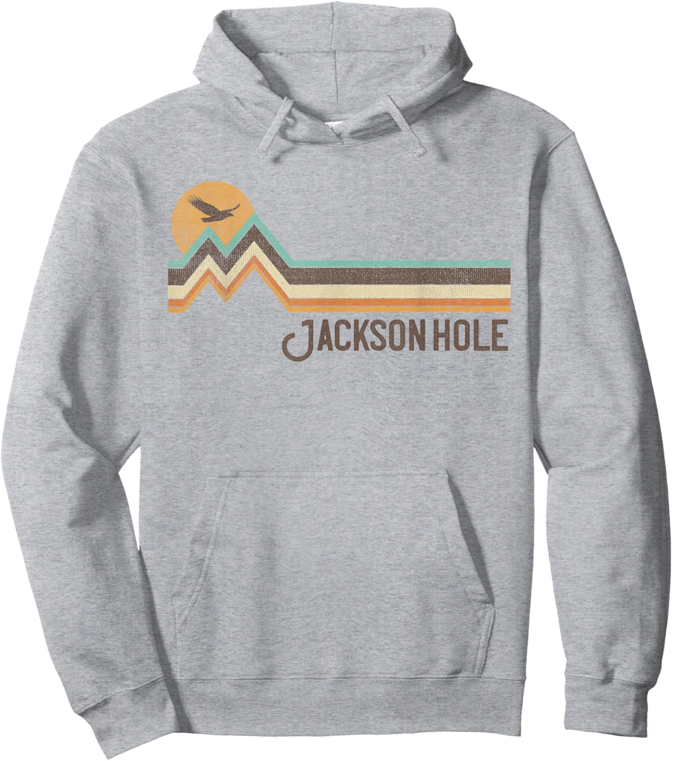Jackson Hole Wyoming 70s 80s Retro Style Vintage Distressed Hoodie - Hoodie | Ash