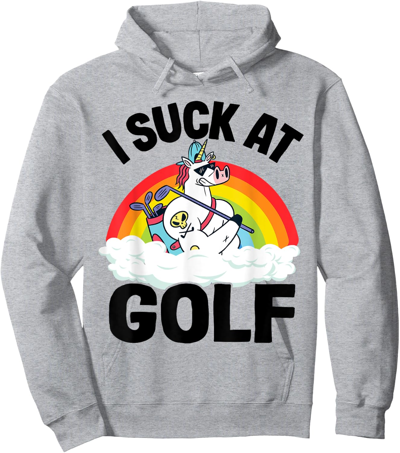 I Suck At Golf Funny Golf Loser Unicorn Sarcastic Golfing Hoodie - Hoodie | Ash