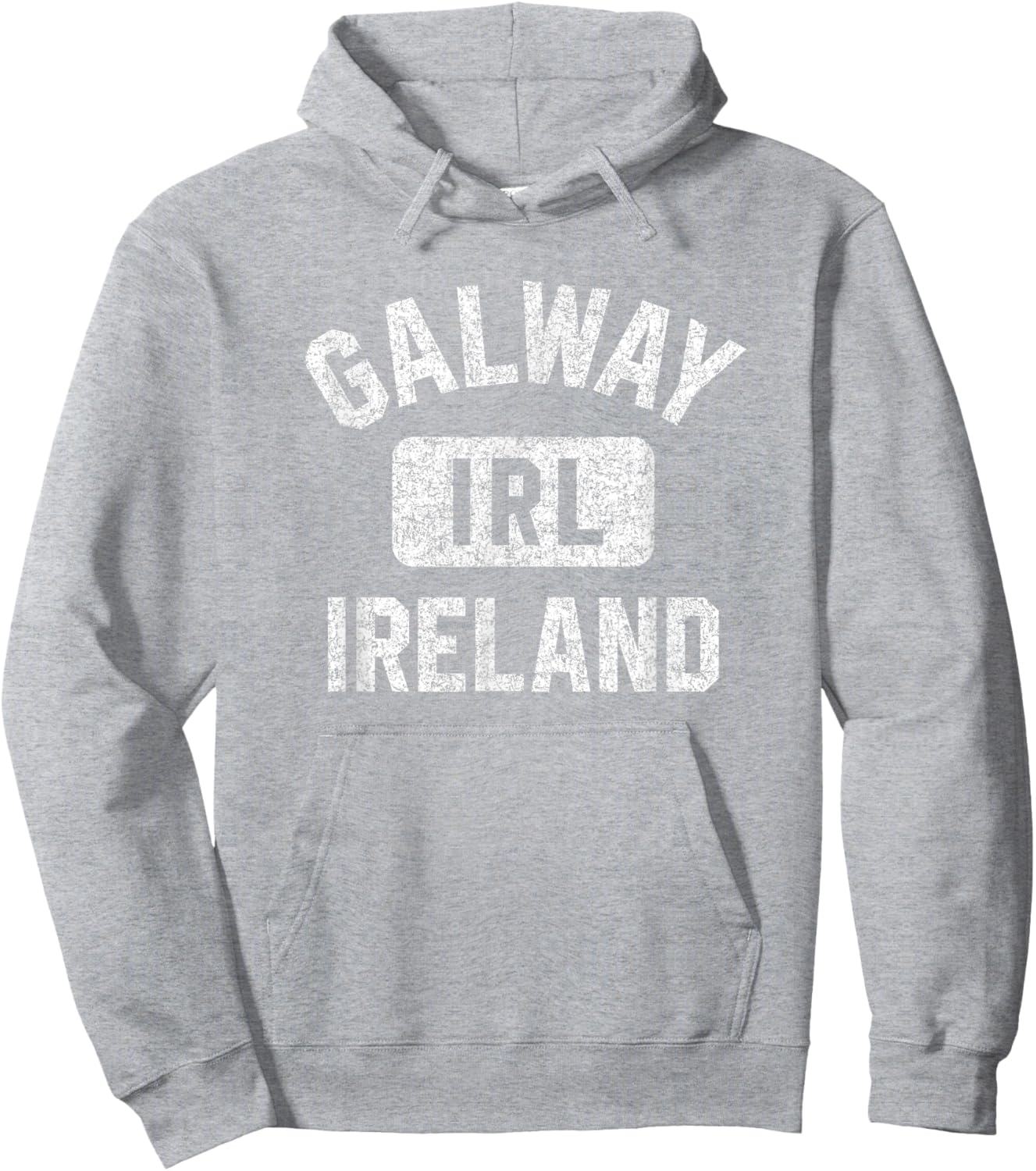 Galway Ireland IRL Gym Style Green w Distressed White Print Hoodie - Hoodie | Ash