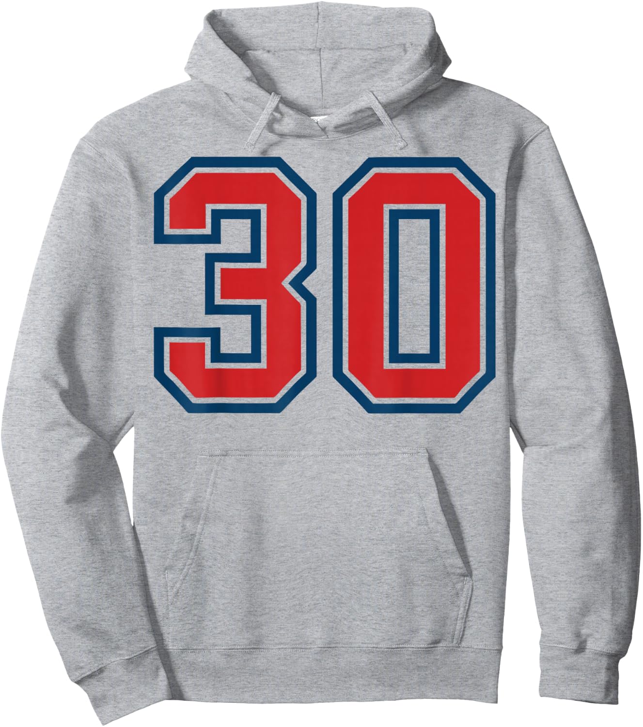 Red and Blue Sports Number 30 Jersey Uniform Player Fan Hoodie - Hoodie | Ash