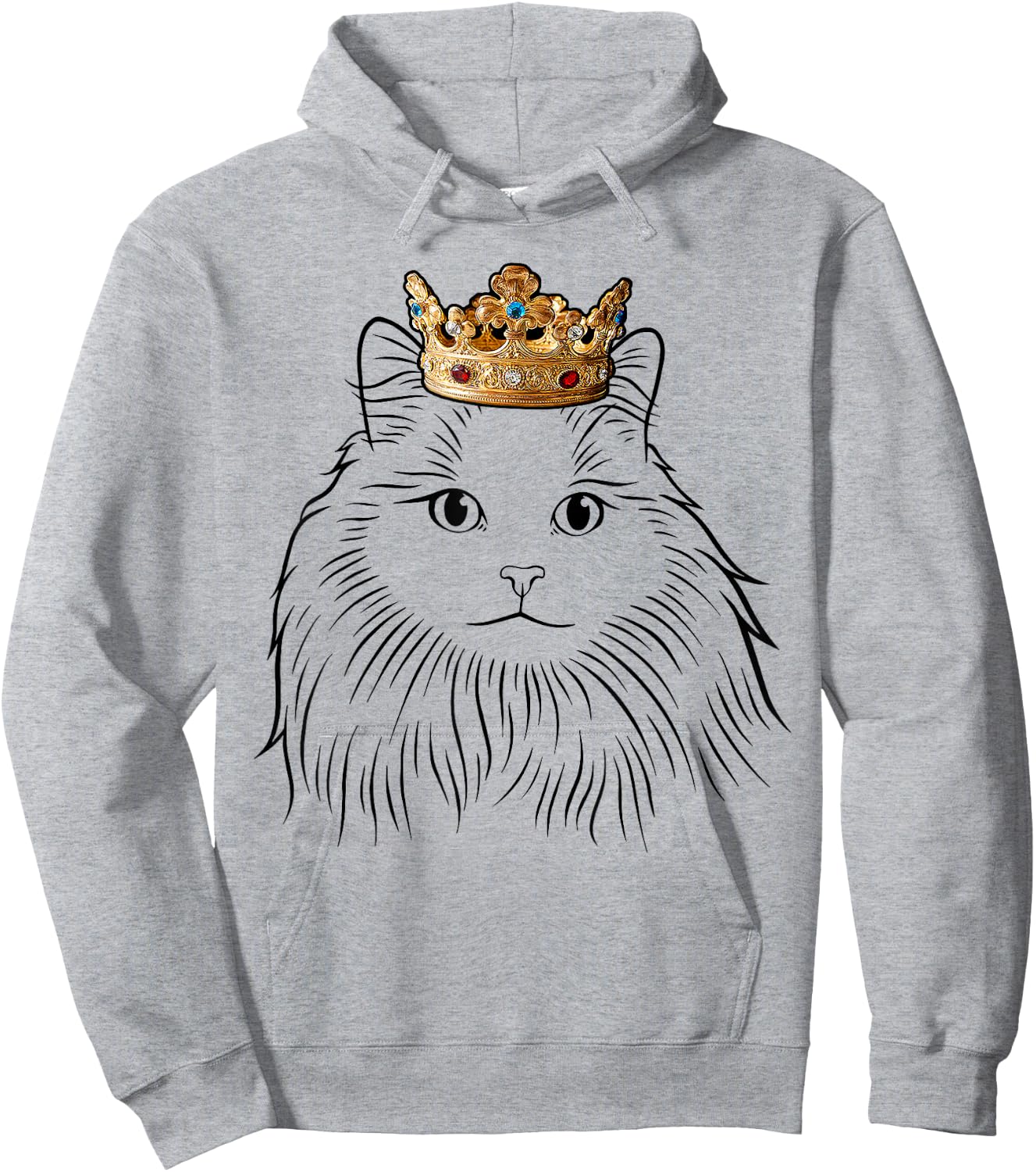 Siberian Cat Wearing Crown Women Kids Hoodie - Hoodie | Ash