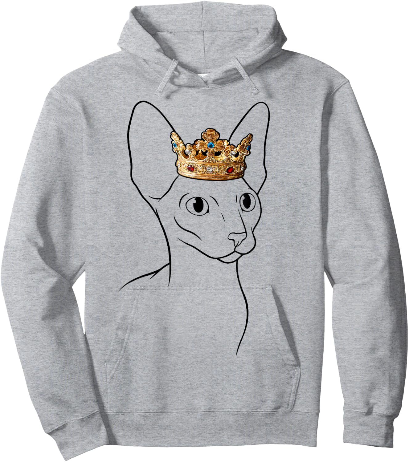 Cornish Rex Cat Wearing Crown Men Women Girls Kids Hoodie - Hoodie | Ash