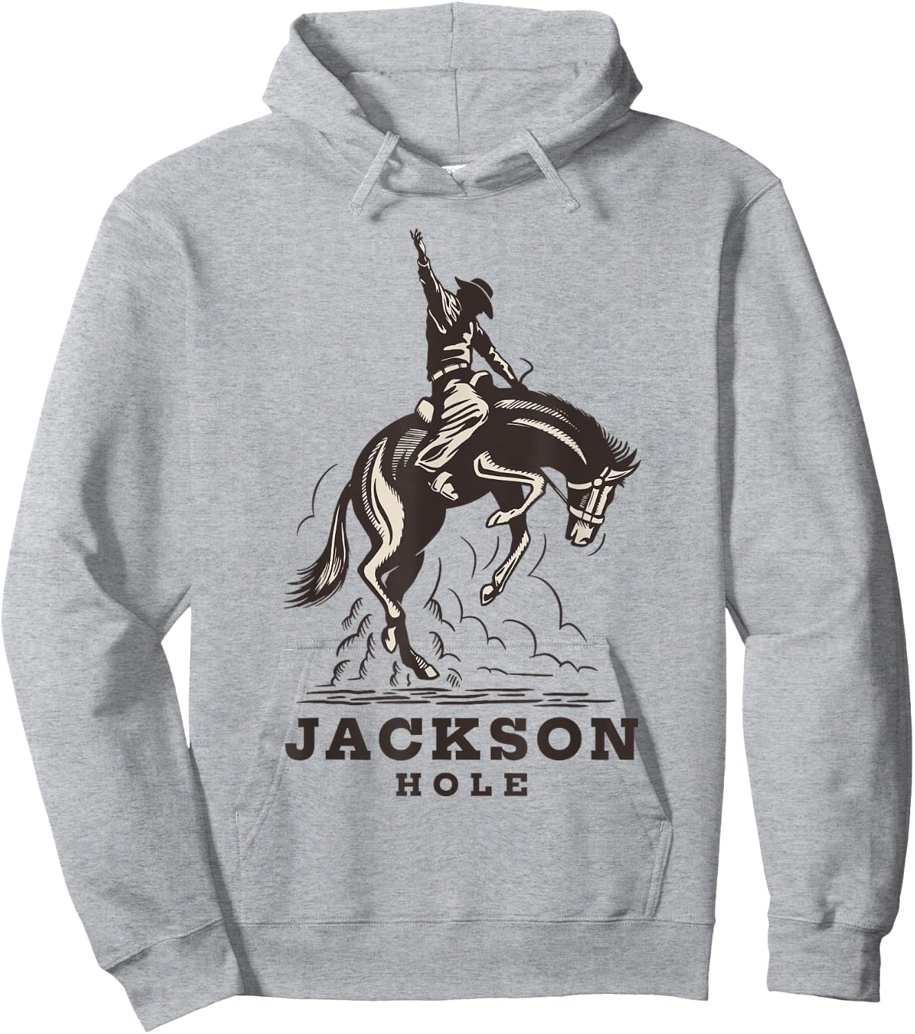 Jackson Hole Wyoming Rodeo Cowboy Horse Rider Travel Hoodie - Hoodie | Ash