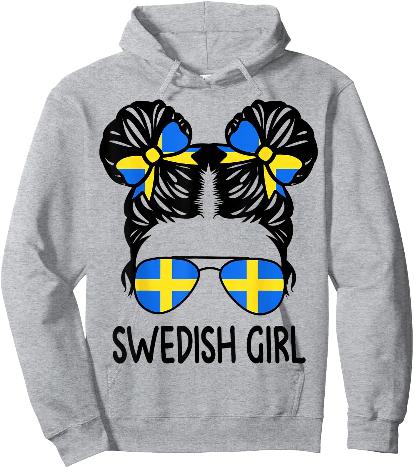 Swedish Girl Messy Hair Sweden Pride Patriotic Kids Hoodie - Hoodie | Ash