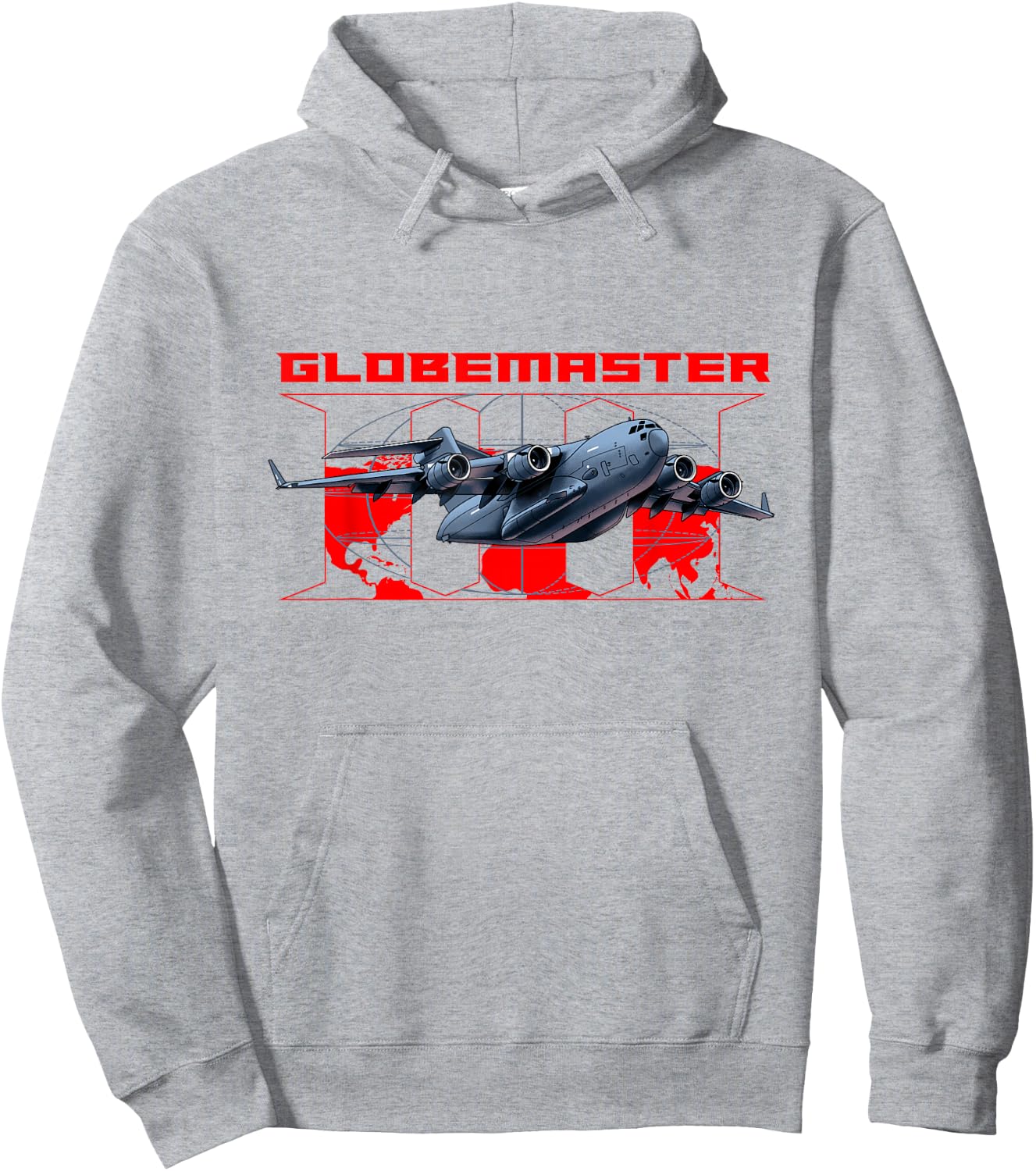 Globemaster III Military Cargo Airplane Hoodie - Hoodie | Ash
