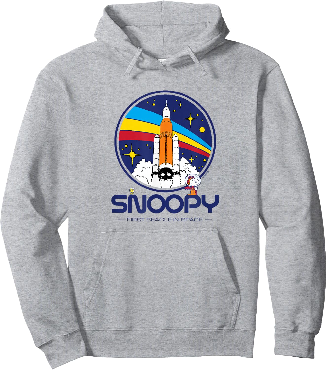 Peanuts - Snoopy First Beagle In Space Rocket Shuttle Hoodie - Hoodie | Ash