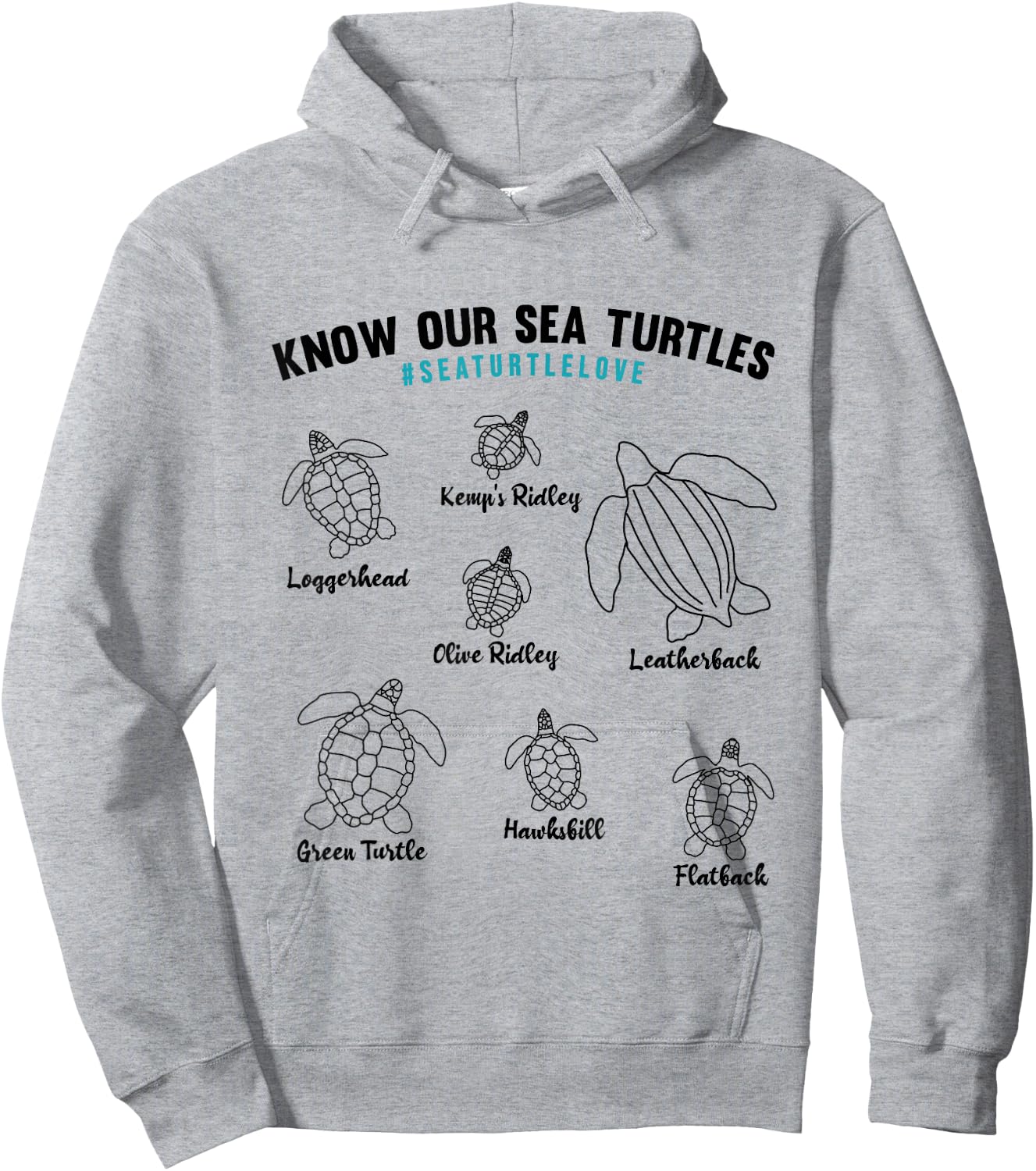 Know Our Sea Turtles - Sea Turtle Species for Sea Turtle Hoodie - Hoodie | Ash