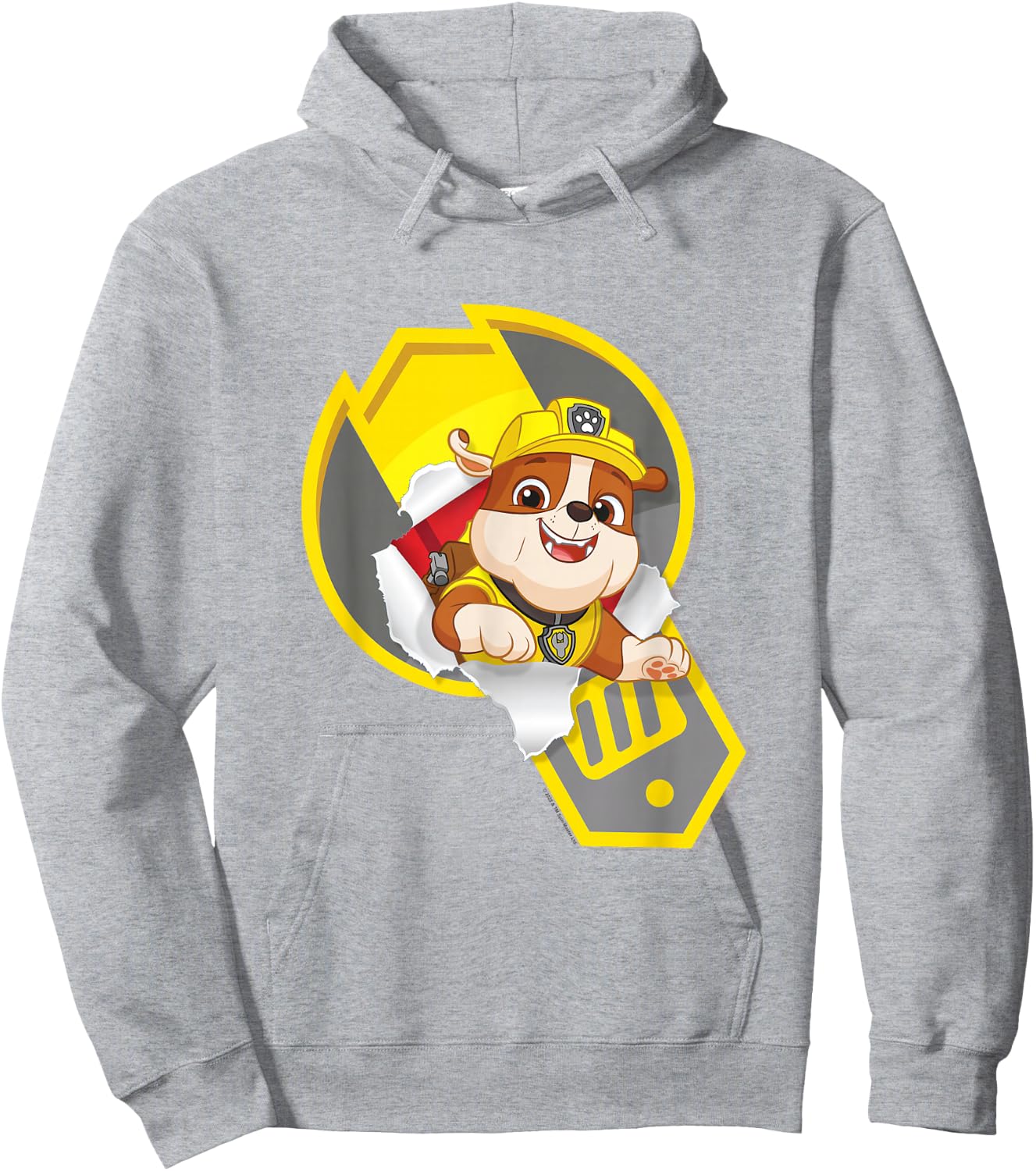 Paw Patrol Rubble Torn Badge Hoodie - Hoodie | Ash