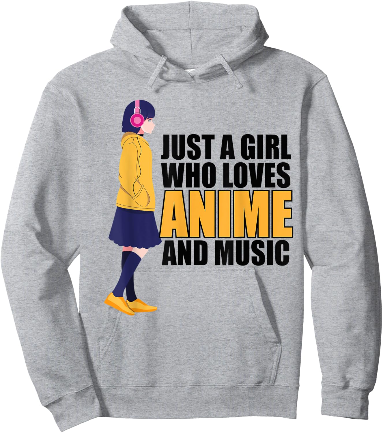 Just A Girl Who Loves Anime and Music Anime Lover Girls Teen Hoodie - Hoodie | Ash