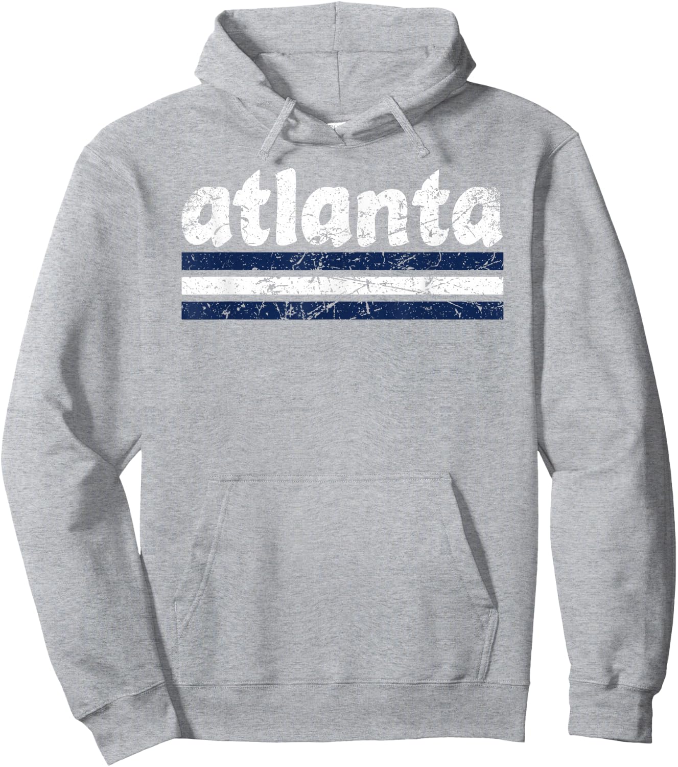 Atlanta Georgia Three Stripe Vintage Weathered Hoodie - Hoodie | Ash