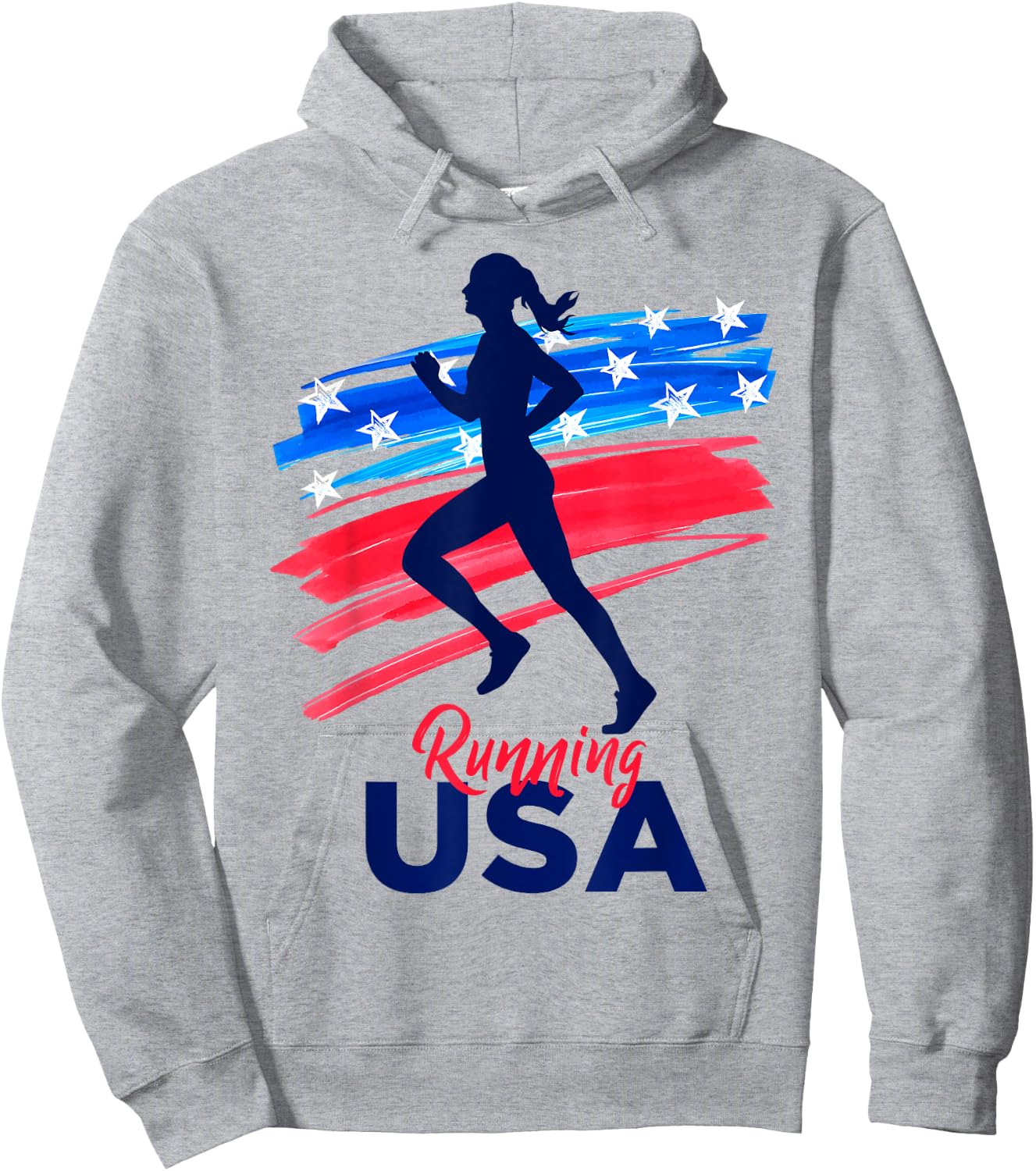Running USA Support the Team Shirt USA Flag Jogging Hoodie - Hoodie | Ash