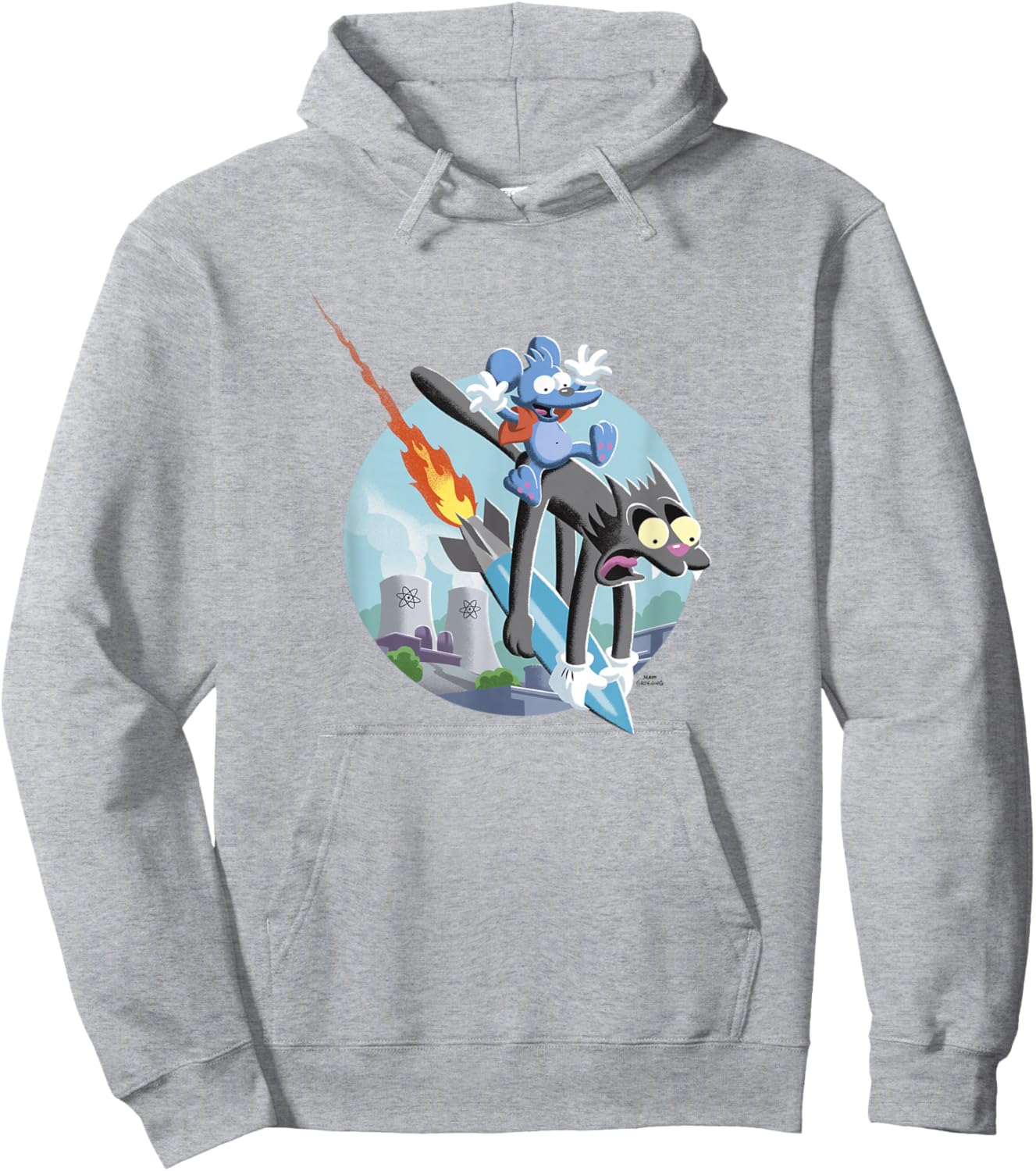 The Simpsons Itchy & Scratchy Missile Ride Hoodie - Hoodie | Ash