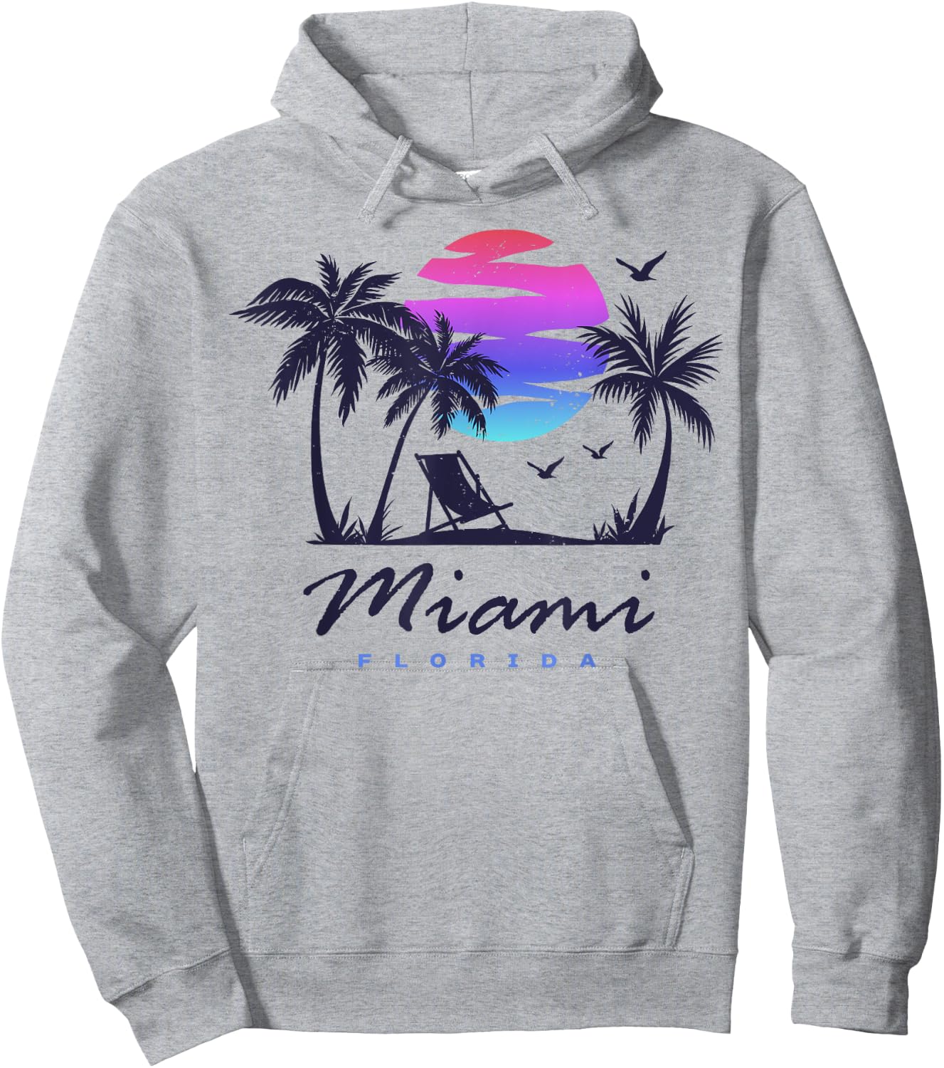 MIAMI Florida Beach Vacation Spring Break Honeymoon Vintage Men Women Kids Hoodie - Hoodie | Ash
