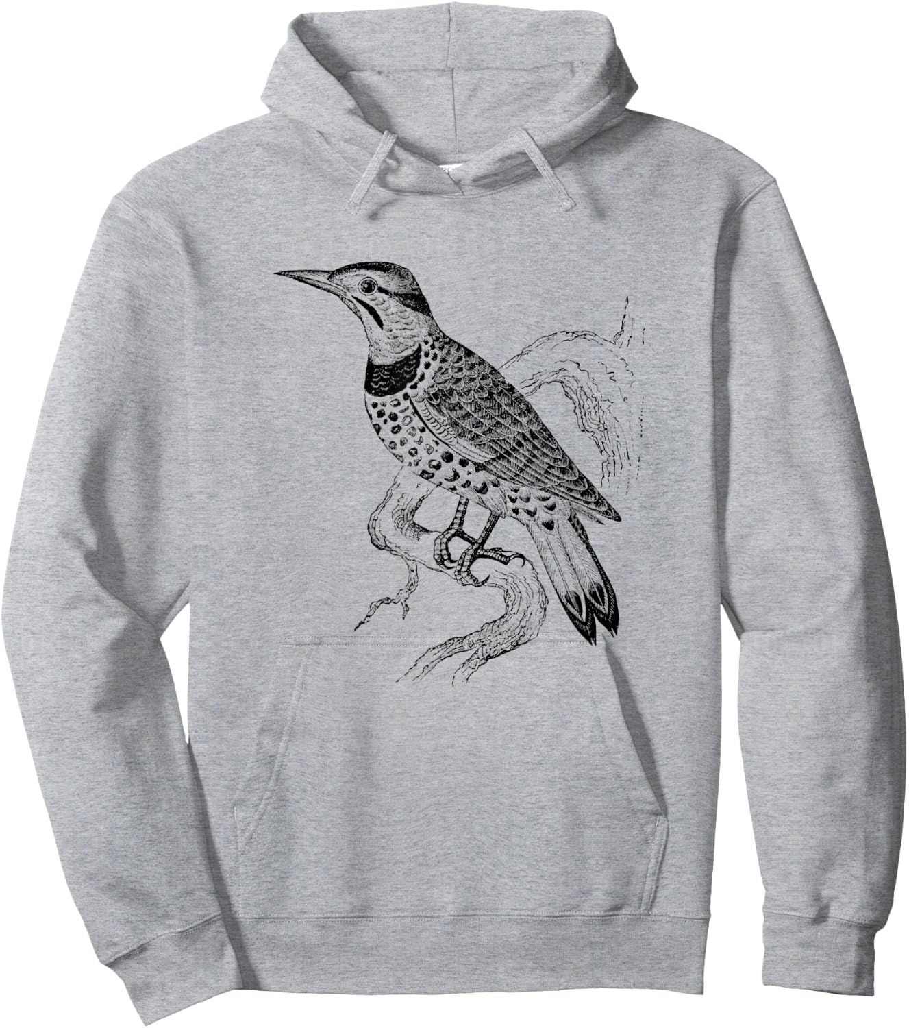 Northern Flicker Bird Print Hoodie - Hoodie | Ash